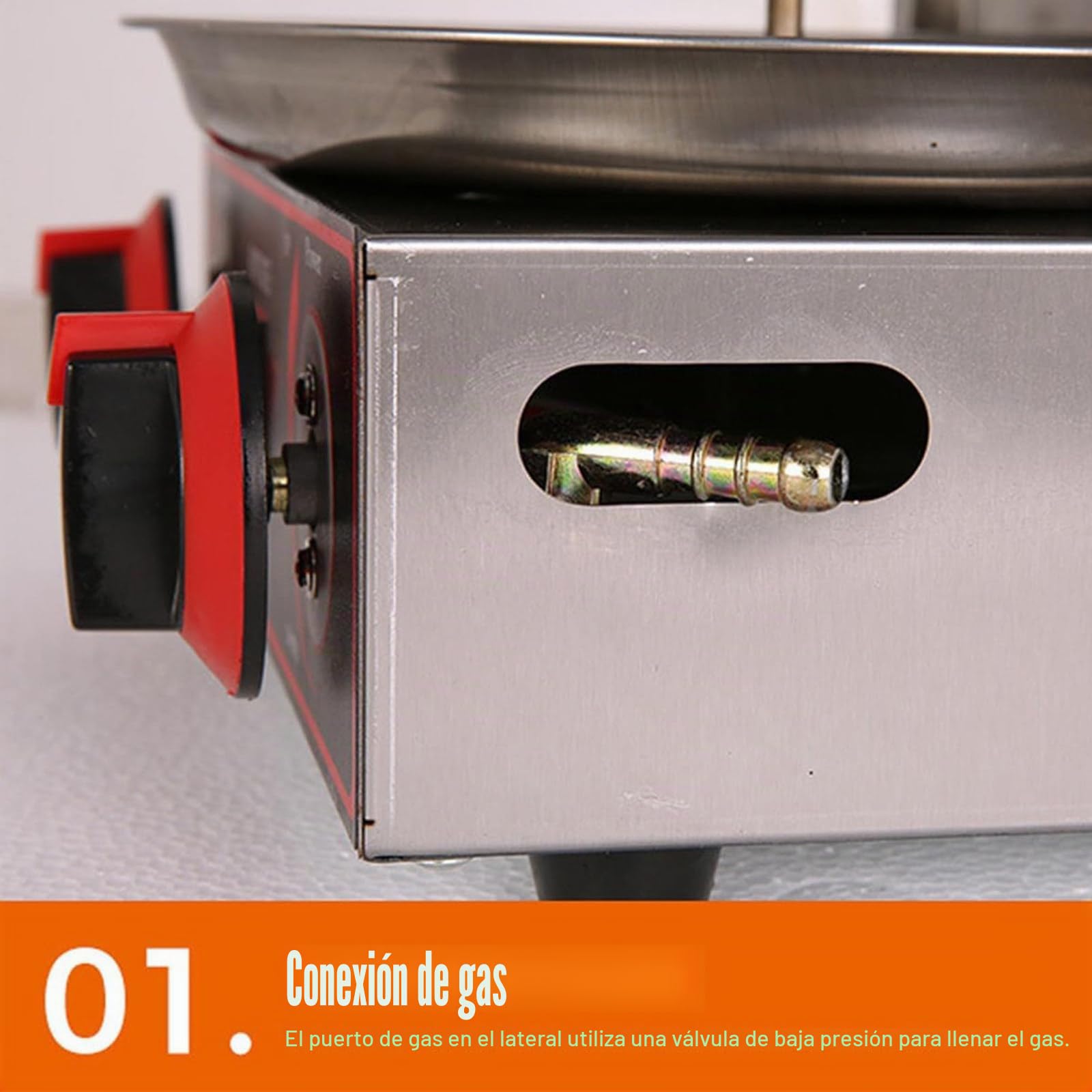 Máquina Kebab Doner Parrilla Comercial, Máquina Parrilla Gas Vertical, Limpieza Extraíble Acero Inoxidable, Potencia Fuego Ajustable, para Pavo Asado, Taco Asado Y Pollo Frito,Silver