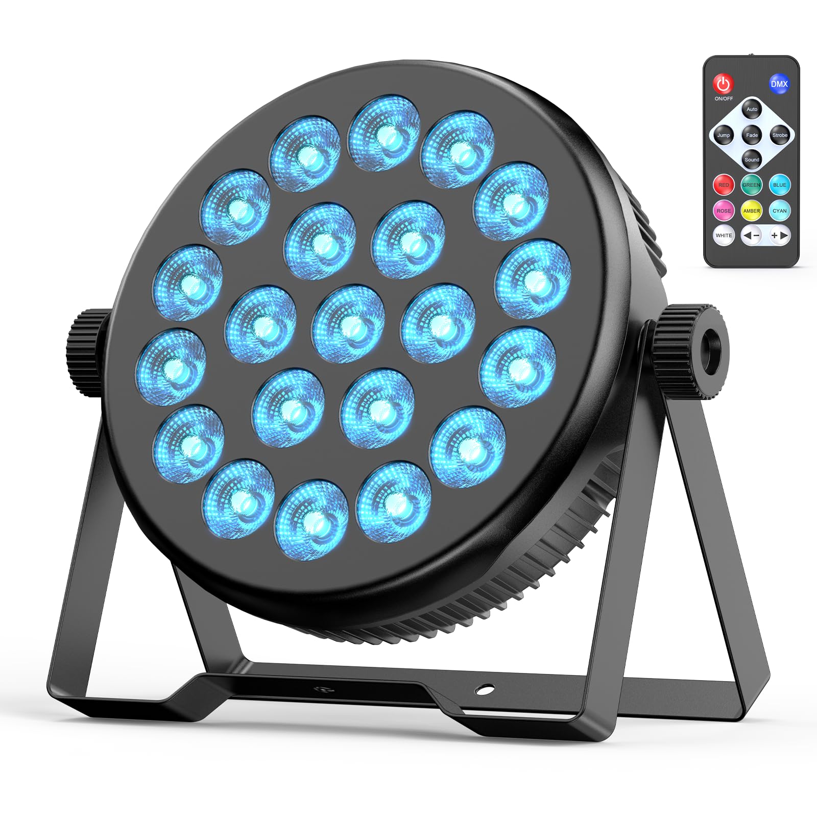 80W Par LED RGBW, 21 LEDs Lumière de Scène avec Télécommande et Son Activé, 5 Modes Jeux de Lumiere, DMX 8CH Éclairage de Scène pour Soiree Bar Mariage Noël Concerts Festivals