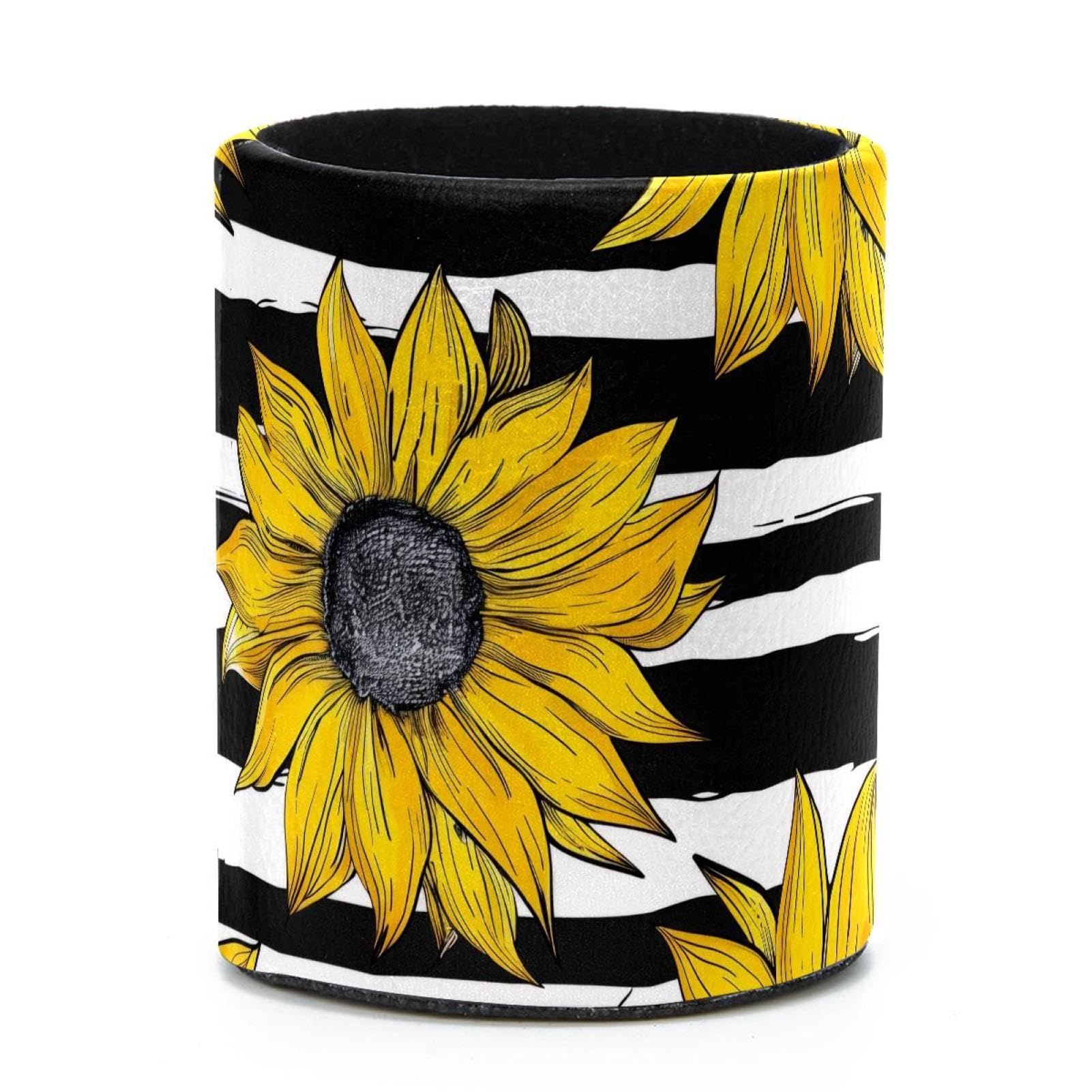 VAPOKF Round Pencil Holders for Desk, Sunflower Pen Holders Pen Pot Makeup Brushes Storage Desktop Stationery Supplies Organiser for Home Office