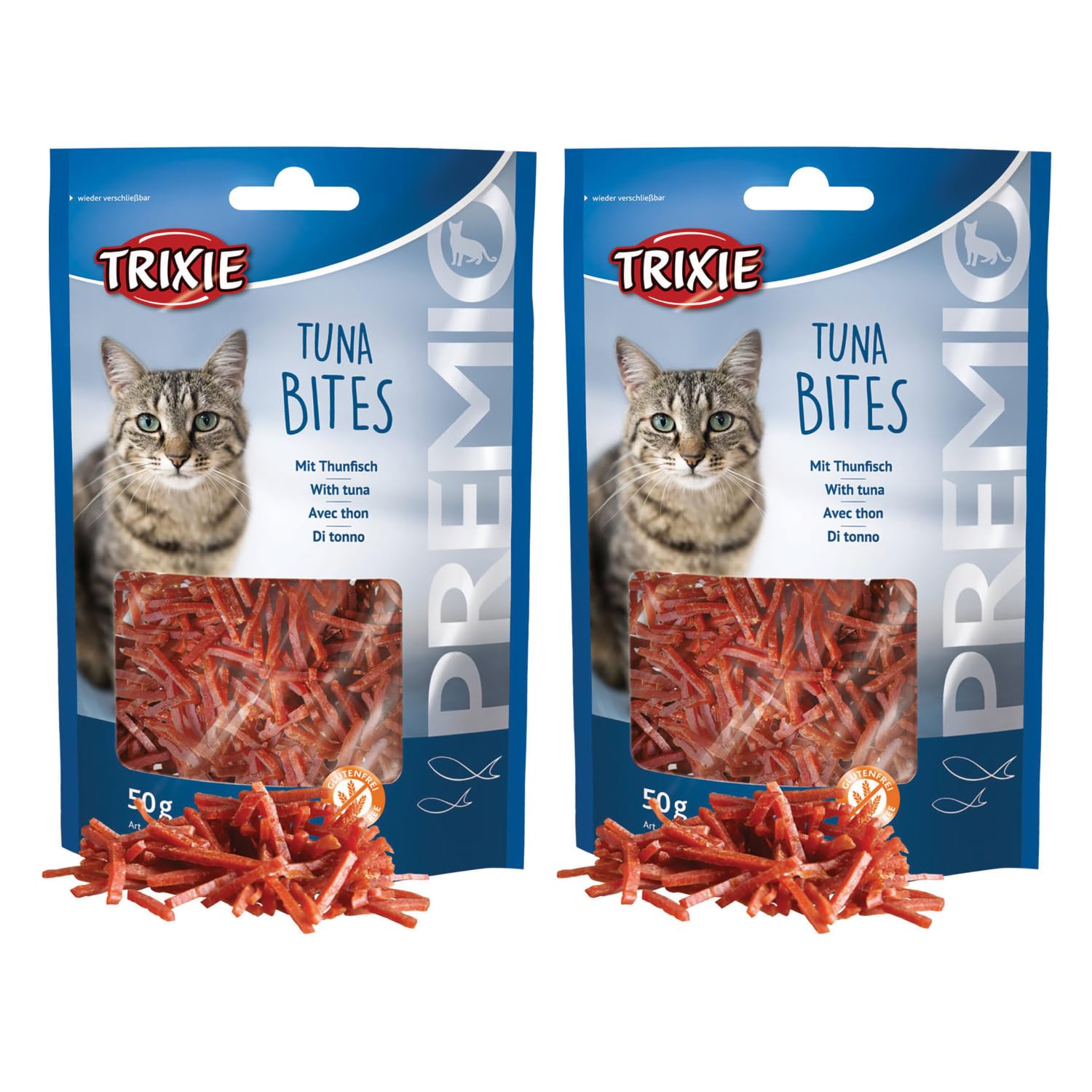 Premio Cat Treats Stick, Delicious and Rich in Nutrients, Healthy Treats for Cats, Suitable for All Breeds of Cats - 50 Gm, (Tuna Bites), All Life Stages