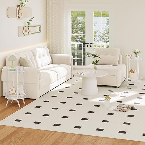 Miniatura 8 de HOOBRO Mesa auxiliar redonda pequeña, bonita mesita de noche blanca, mesa auxiliar ovalada de 2 niveles con bandeja de almacenamiento, para sala de