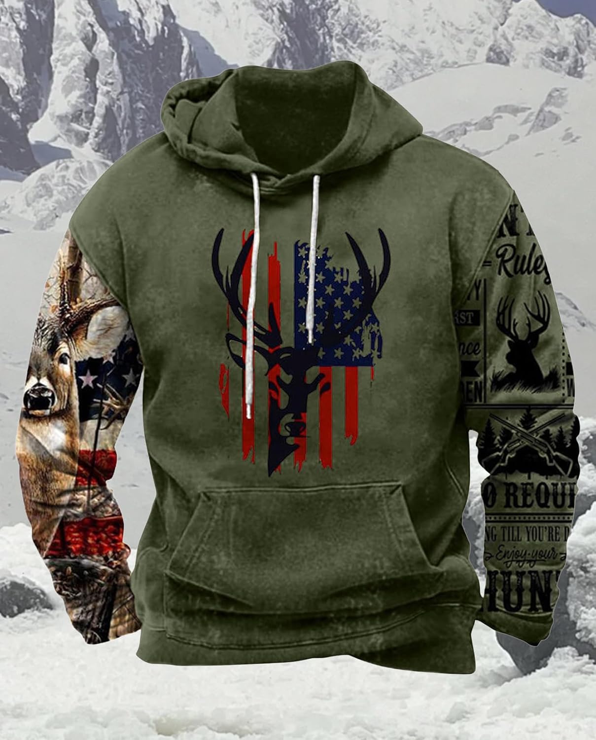 Western Hoodie for Men Aztec Cowboy Printed Drawstring Pullover Hooded Sweatshirt M... - Image 2