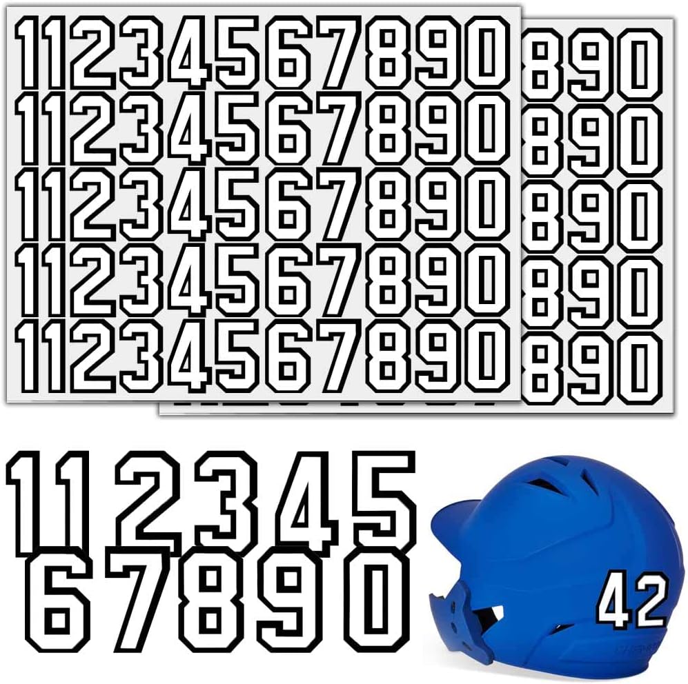 110PCS Helmet Numbers Self Adhesive Sports Number Football Helmet Stickers, Waterproof Hockey Decals Accessories for Baseball, Batting - 1.5 Inch