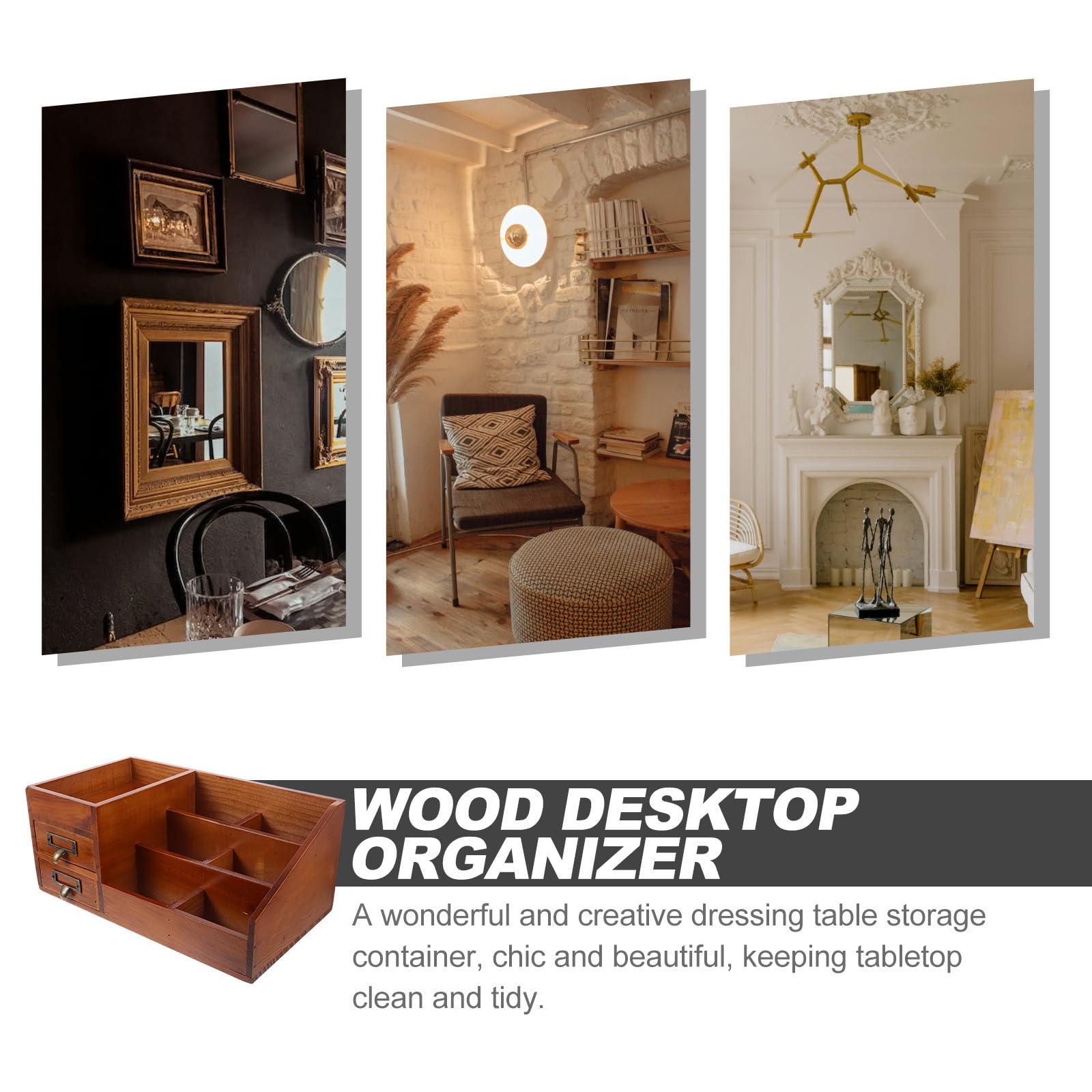 Schreibtisch Eleganter Multifunktionale Organizer mit Schublade Aufbewahrungsbox für Kosmetik und Schmuck für Büro und Schminktisch