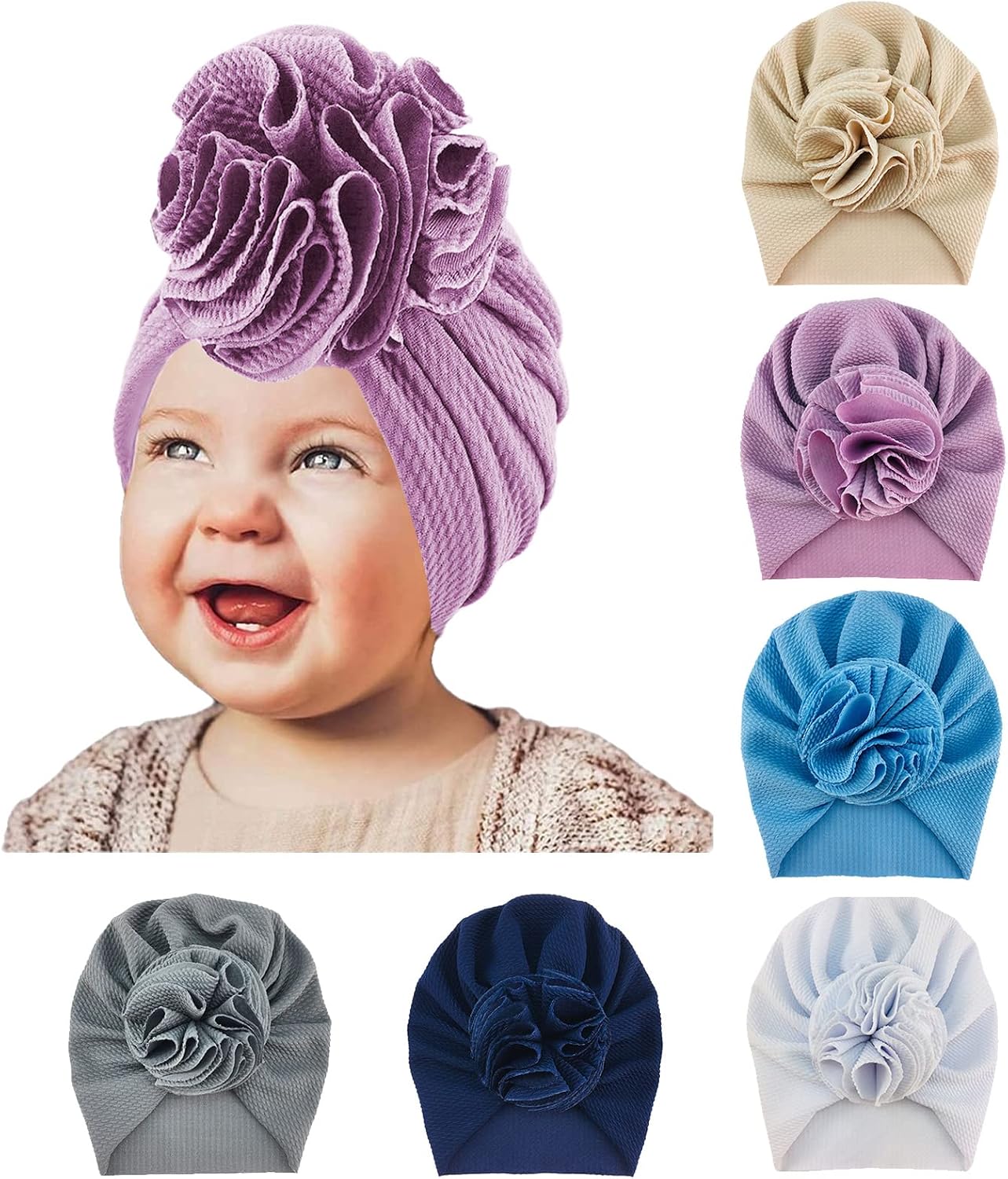 Happy Cherry Newborn Baby Hat Infant Girls Big Bow Knit Headbands Head Wrap Oversized Bow Beanie