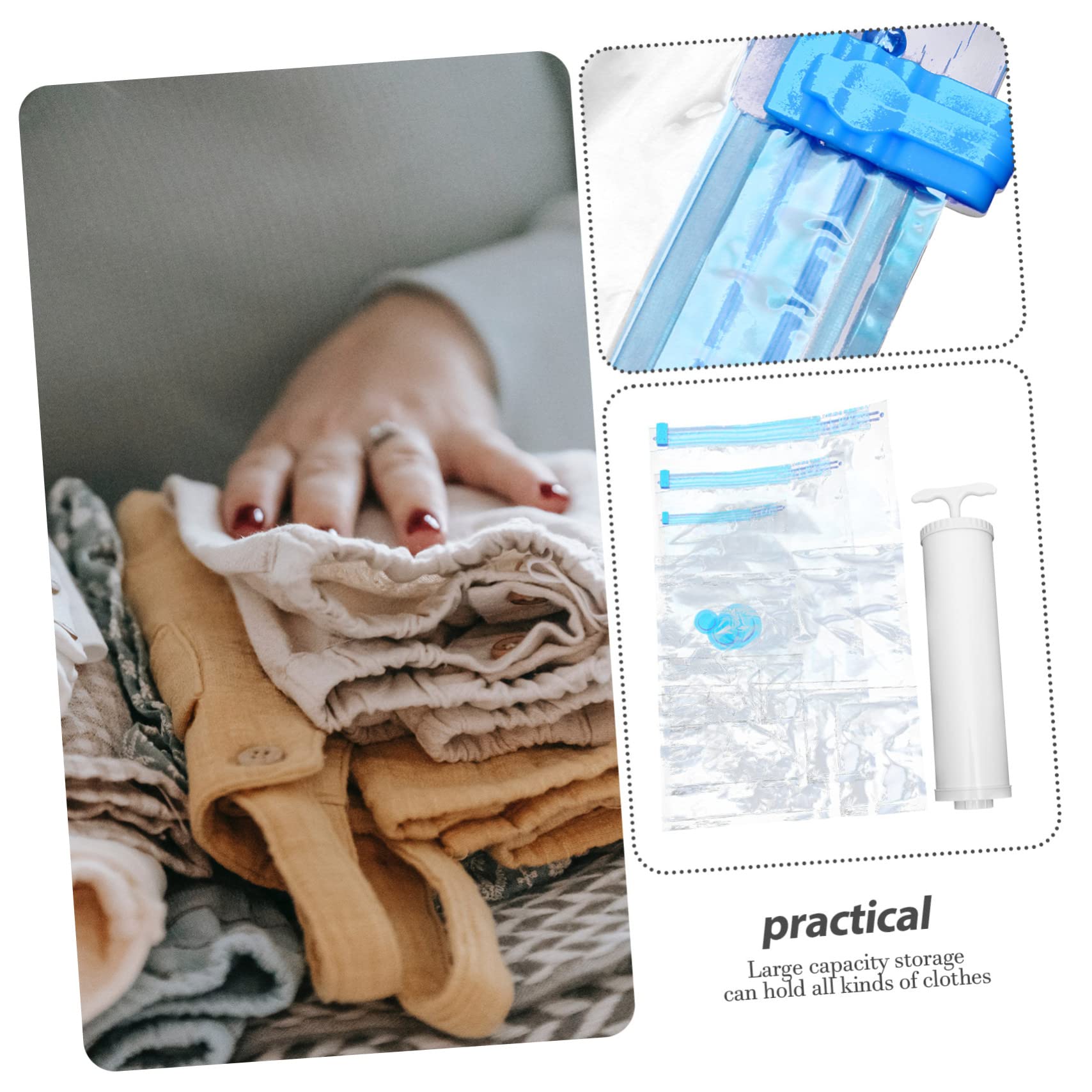 Vaguelly Bolsa De Almacenamiento Al Vacío Para Ropa Bolsas De Sellado Al Vacío Reutilizables Para Viajes Ahorro De Espacio Para Hogar y Viaje