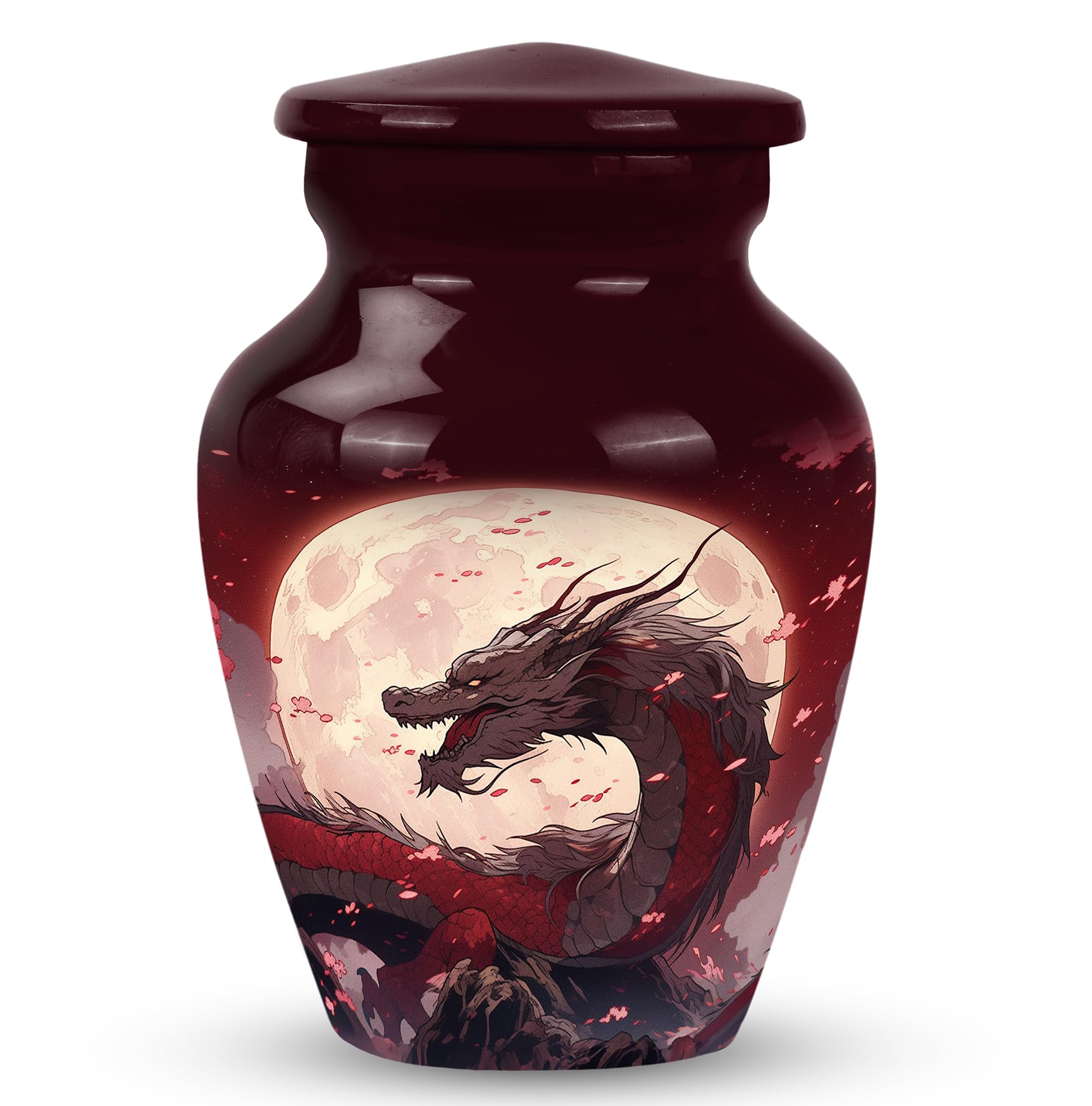 SUBSH Crimson Moonrise The Scarlet Dragon - Keepsake Cremation Urns for Adults - 3 Inch - Pack of 1 - Burial Ashes Urns - Mini Decorative Memorial Urn