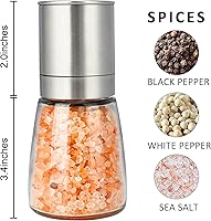 Vista 2 de Gulex® Molinillo de pimienta, molinillo de sal recargable (paquete individual) molinillo de pimienta negra de grosor ajustable, salero de mar