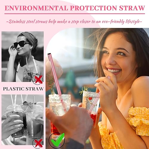 Miniatura 7 de Paquete de 36 pajitas de metal en forma de corazón, reutilizables, de acero inoxidable, con 4 cepillos de limpieza para vasos, bebidas, bebidas y