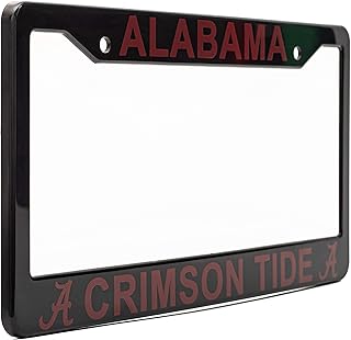Alabama Crimson Tide License Plate Frame Cover – Black – 12.25” x 6.25” Ideal Gift for Sports Fans & Supporters – Slim Design