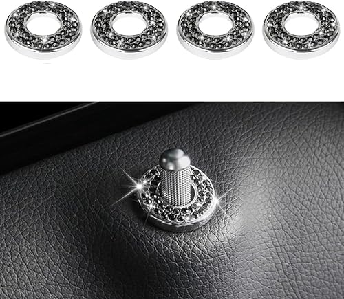 Paquete de 4 calcomanías brillantes para tirador de cerradura de puerta interior del automóvil, cubiertas decorativas con diamantes de imitación