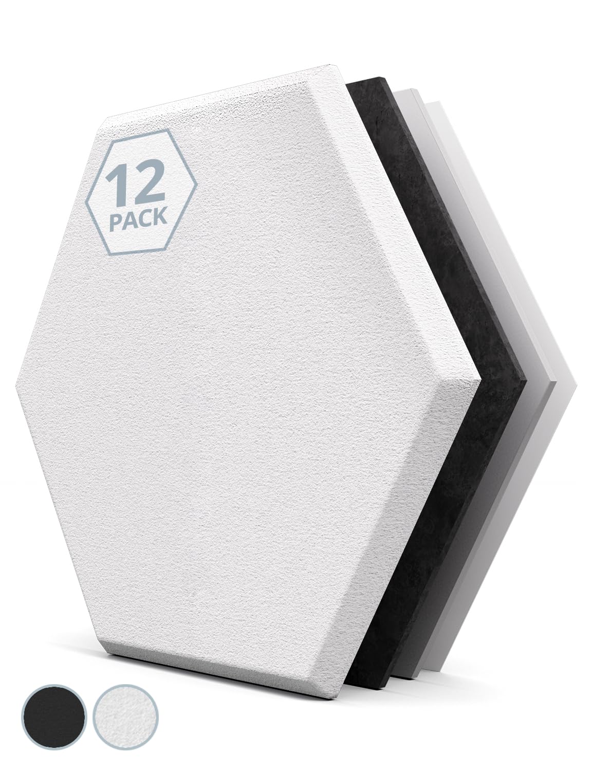 Kuchoow Hexagon Akustikplatten selbstklebend Schallabsorber Wand, 12 Stück Akustikpaneele Filz Akustik Absorber für Büro, Studio, Decke, Tür, Gaming, Kinderzimmer, Wohnzimmer, 30x26x0,9 cm