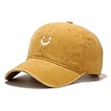 Smile Face Baseball Cap Vintage Distressed Low Profile Unstructured Cotton Dad Hat Adjustable for Women Men
