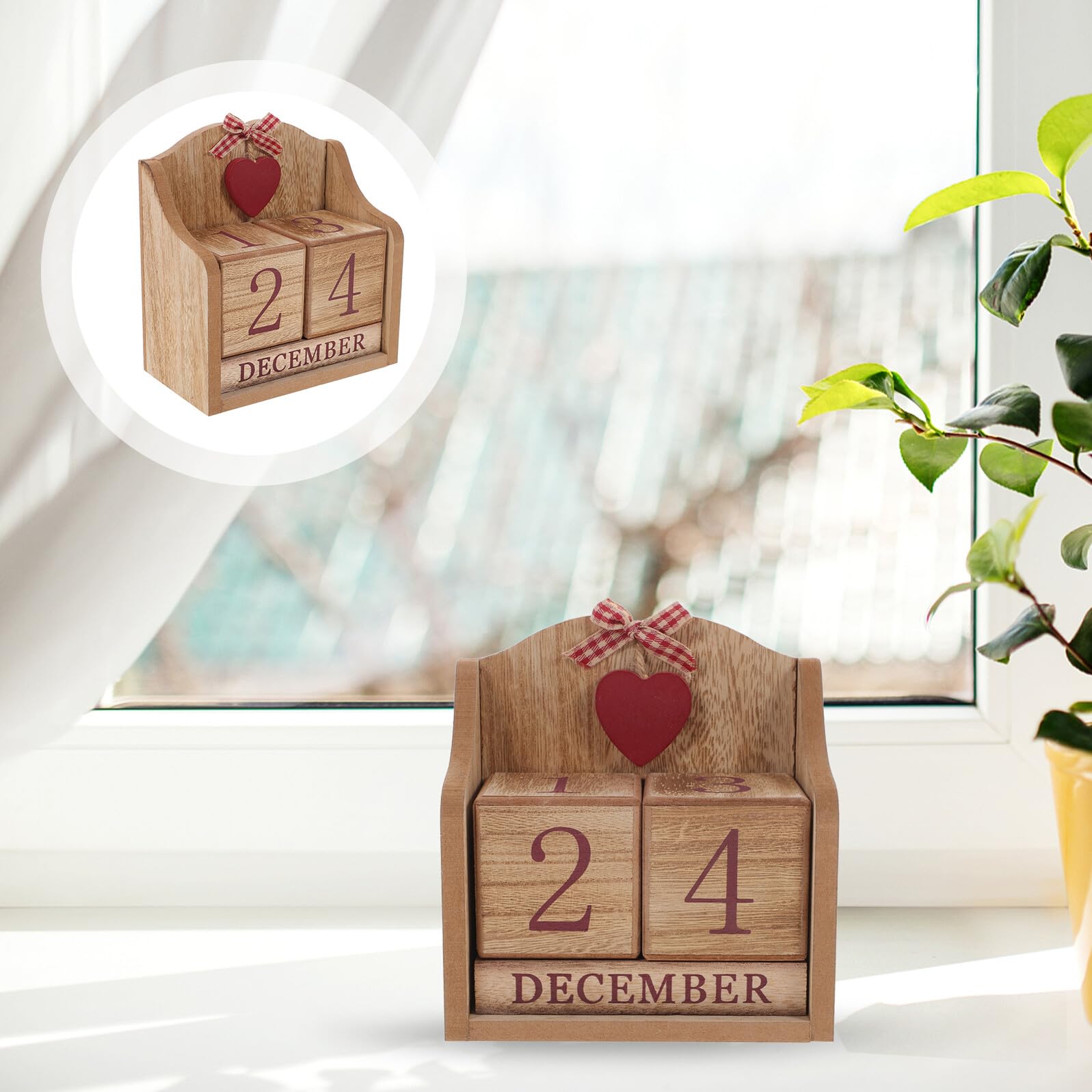 Calendario da Tavolo in Legno con Blocchi Numerici e Mese Stampato Decorazione Ufficio e Casa Calendario da Scrivania Riutilizzabile per Studio e Spazio Domestico