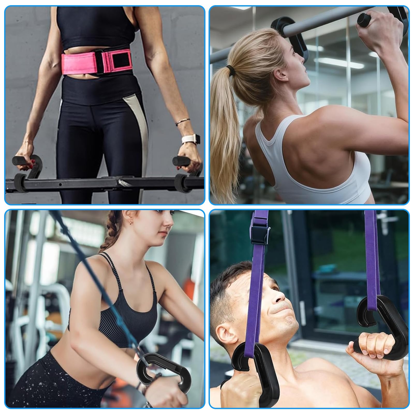 2 maniglie Double D Fitness con impugnatura neutra a 90° per trazioni e canottaggio, antiscivolo, per trazioni, cavo cavo, bilanciere, allenamento schiena