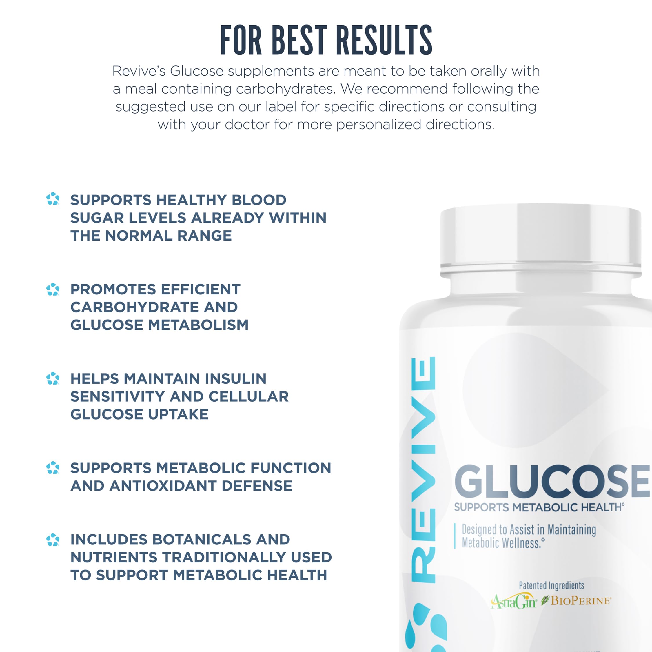 Amazon.com: Revive MD Glucose Support Supplement for Men & Women - Glucose  Supplement Supports Metabolic Health for Healthy Blood Sugar Levels