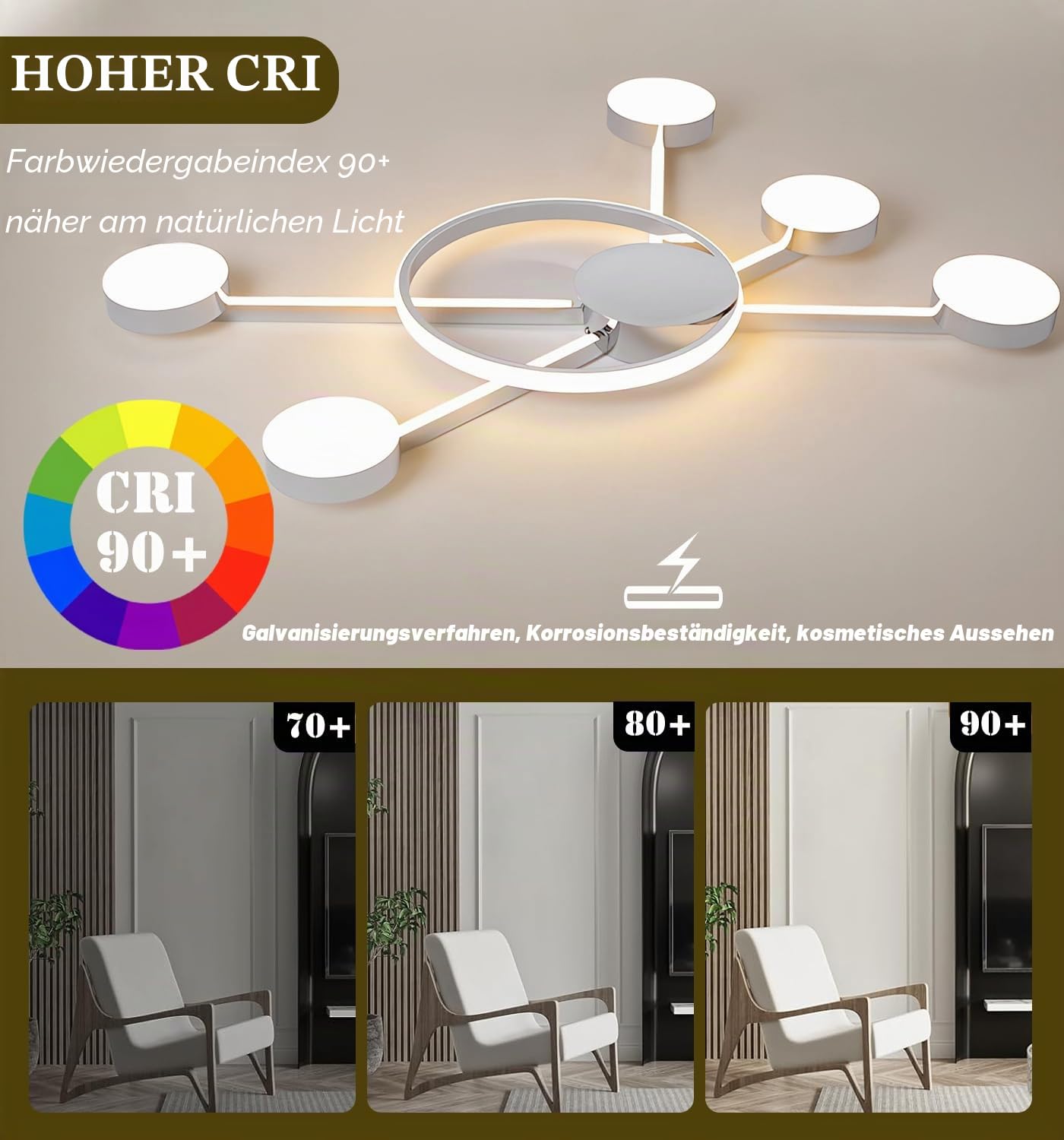 Moderne LED-Deckenleuchte Mode Runde Deckenleuchten Dimmbare Büro Deckenlampe Wohnzimmer Fernbedienung Deckenbeleuchtung für Schlafzimmer Arbeitszimmer Esszimmer (Schwarz L100 cm)