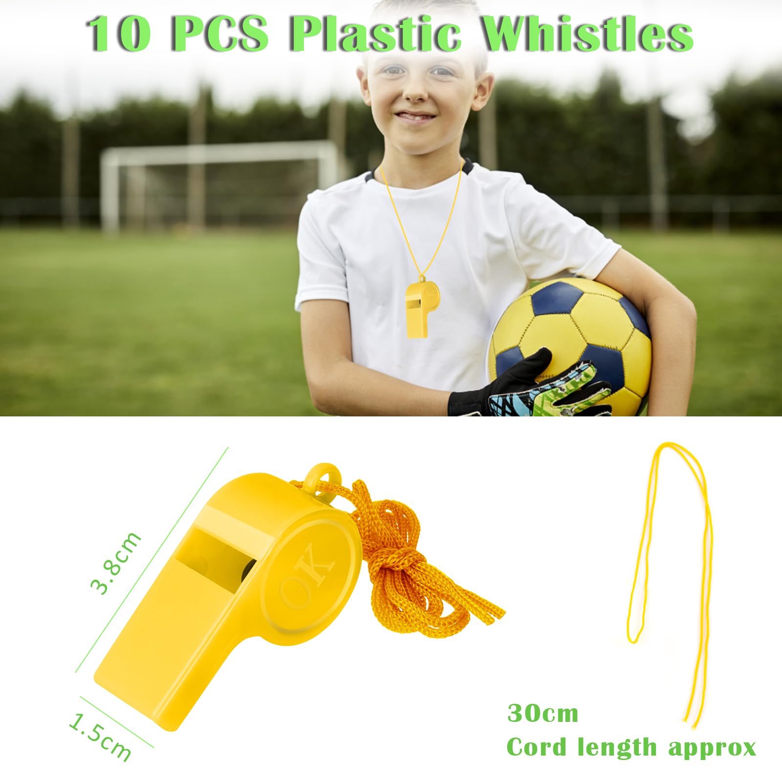 Sifflets Enfants école Sifflets Plastique 72 Pièces Avec Cordon - Pour Sport, Entraînement Chien, Arbitrage - 5 Couleurs