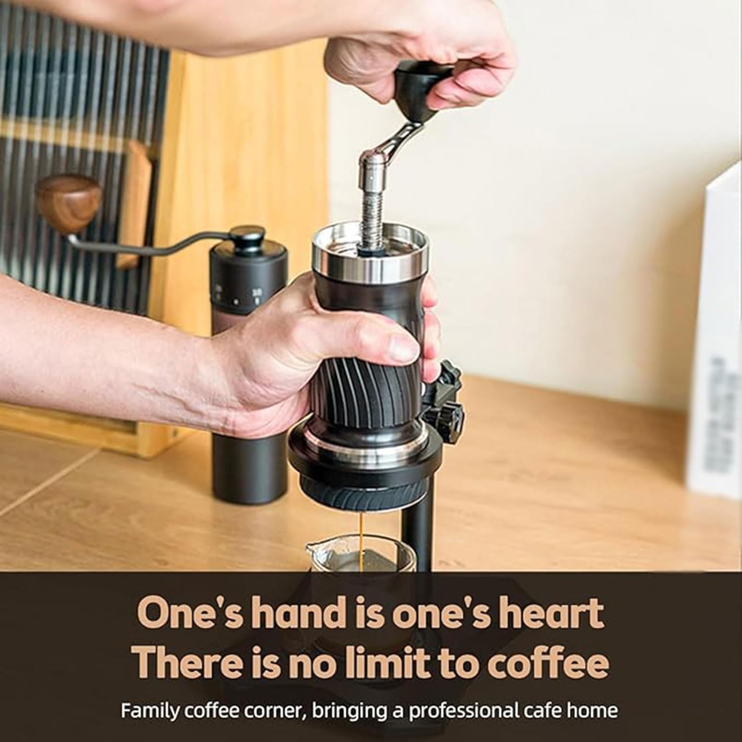 Hand Crank Coffee Machine Set, 100ml Portable Variable Pressure Coffee Maker, 9-12bar Coffee Extractor with Storage Bag, for Camping, Travel, Outdoor Party
