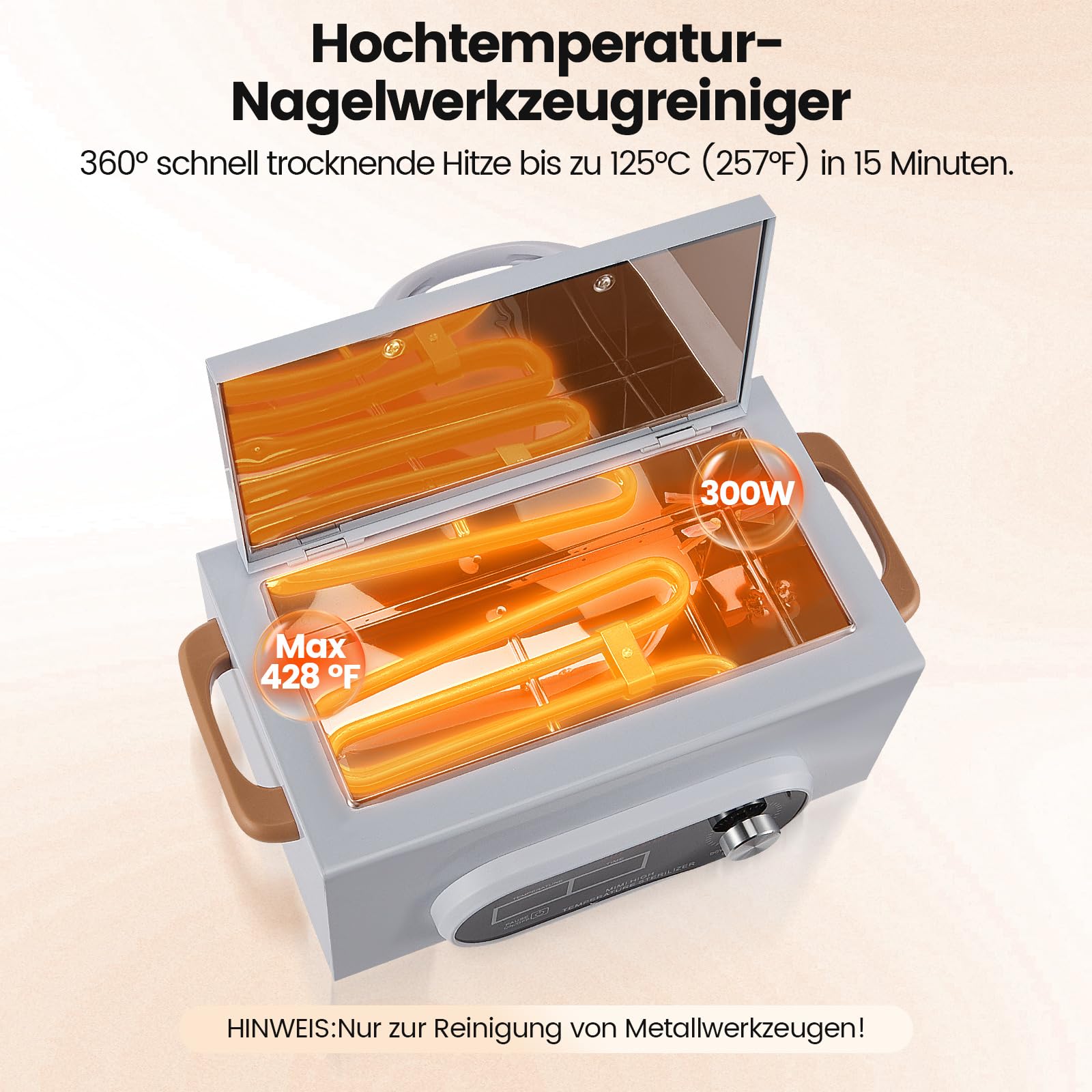 300W sterilisator für instrumente, 230℃ Heißluftsterilisator Desinfektion mit einstellbarem, Timer Kleine Sterilisatoren für Nagelwerkzeuge Kosmetikwerkzeuge Fußpflege