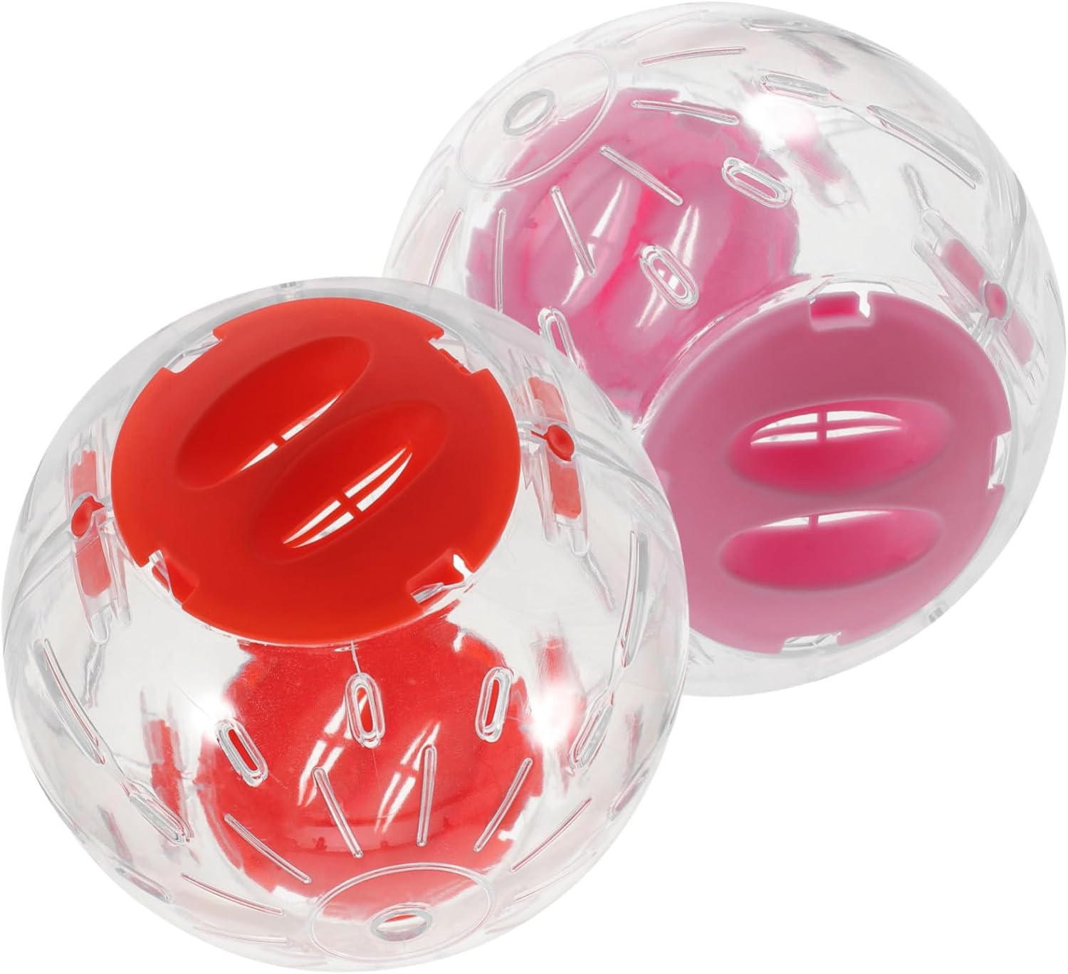 2Pcs Transparent Hamster Exercise Balls with Lock Design Small Animal Running for Dwarf Hamsters and Guinea Pigs Portable Fun Activity Supplies