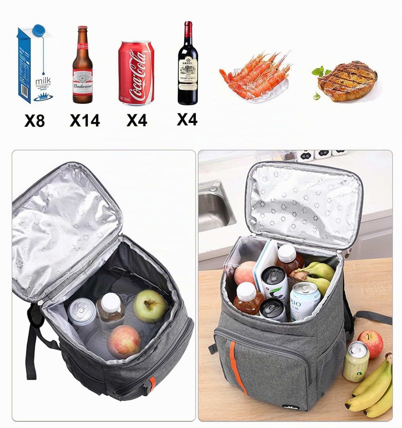 Mochila Nevera Isotermica, Bolsa de Picnic, Grande Nevera Mochila Termica Impermeable Prueba de Fugas Bolsa Térmica para Picnic, La Playa, Almuerzo, Barbacoa