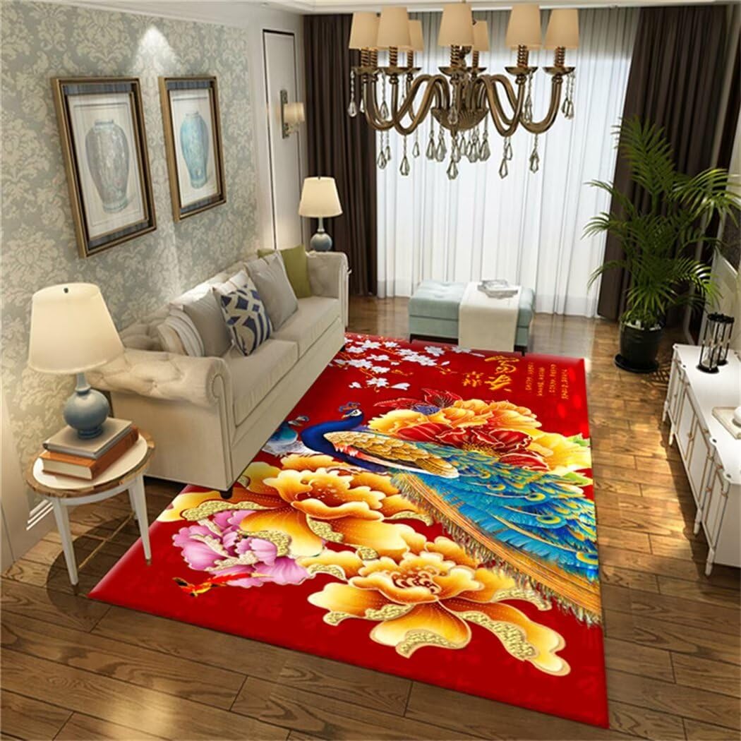 Tapis de salle à manger et salon classique 120x160cm rouge