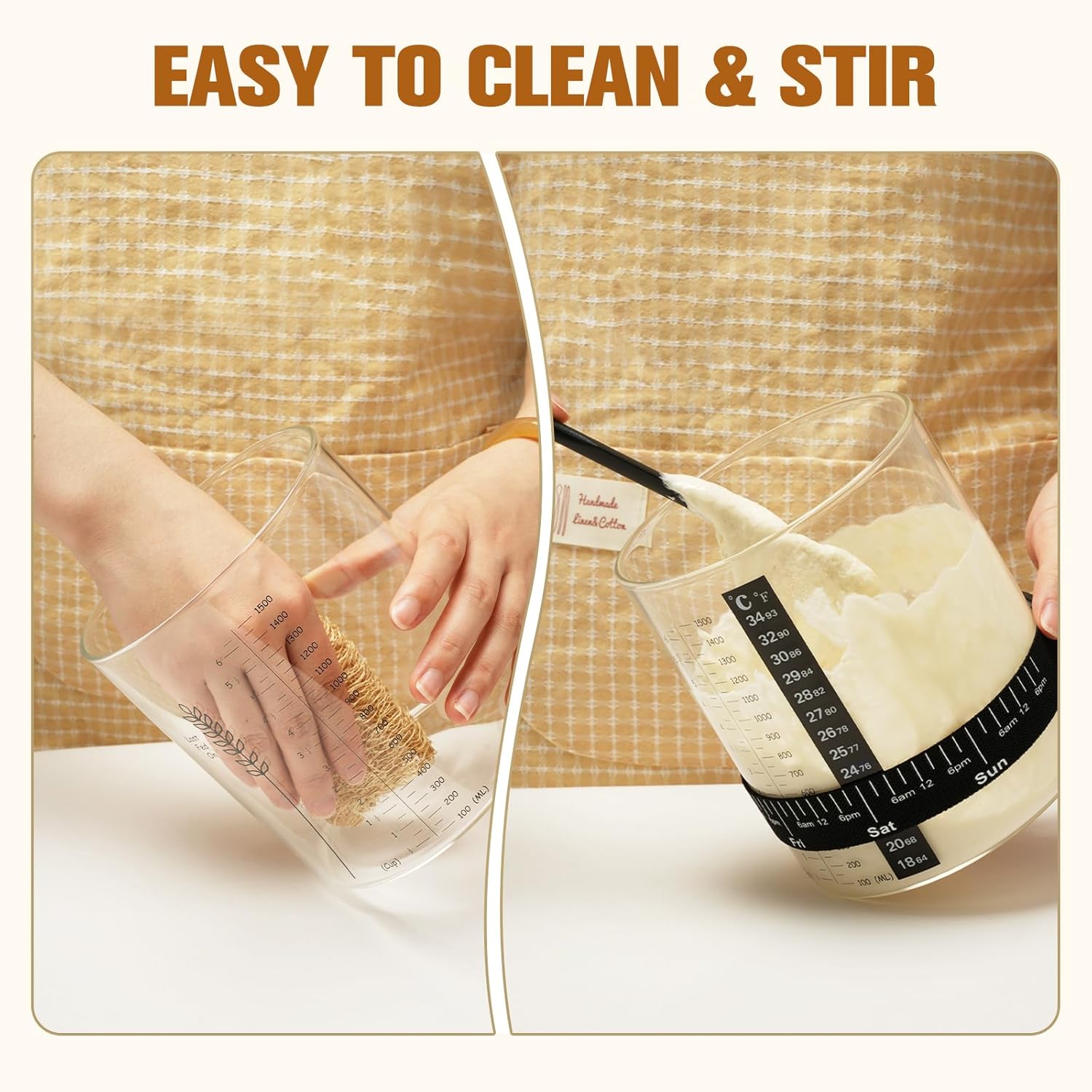 50oz Sourdough Starter Jar Kit, Wide Mouth Sourdough Starter Container for Perfect Sour Dough Bread, Extra-Large Capacity Sourdough Jar, Sourdough Kit(2 Pack) - Image 3