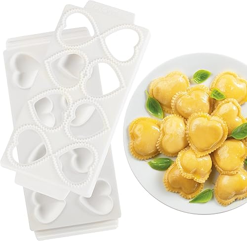 Mini moldes para ravioles de corazón de 2 pulgadas, máquina de pasta rellena casera, bandeja de 2 piezas y prensa para hacer 8 raviolis rellenos a
