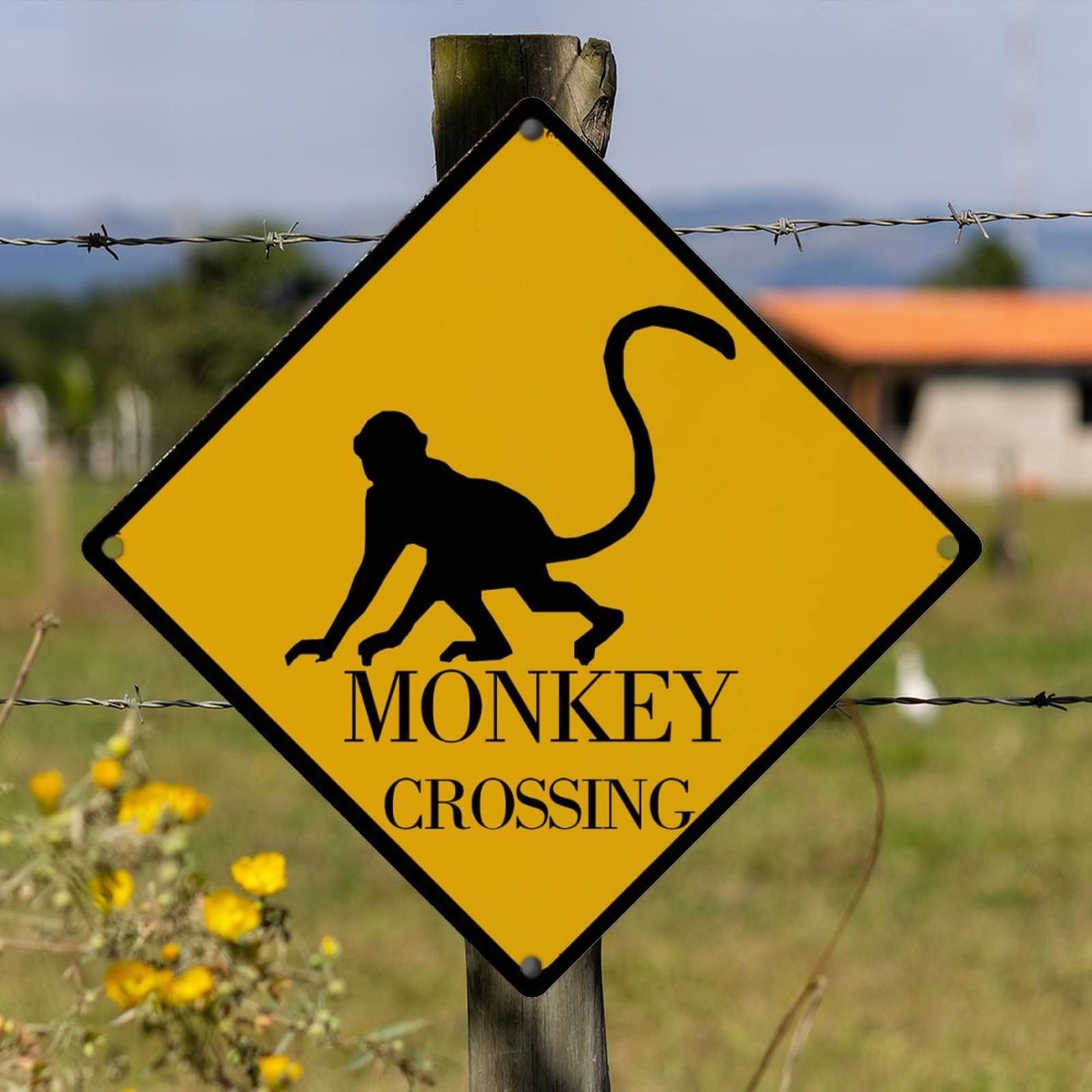Amazon.com: WoGuangis Monkey Crossing Aluminum Sign Caution Monkey