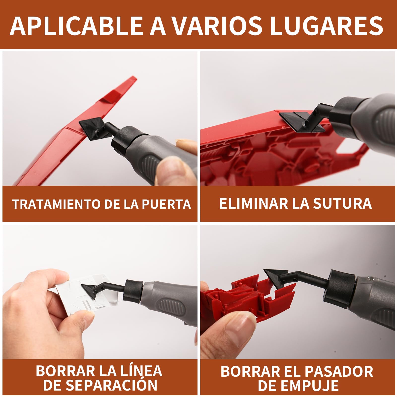 Lijadora de pluma inalámbrica, velocidad variable, carga USB y luz LED. Herramienta eléctrica multiusos para lijar, pulir, dar acabados y manualidades (GRIS)