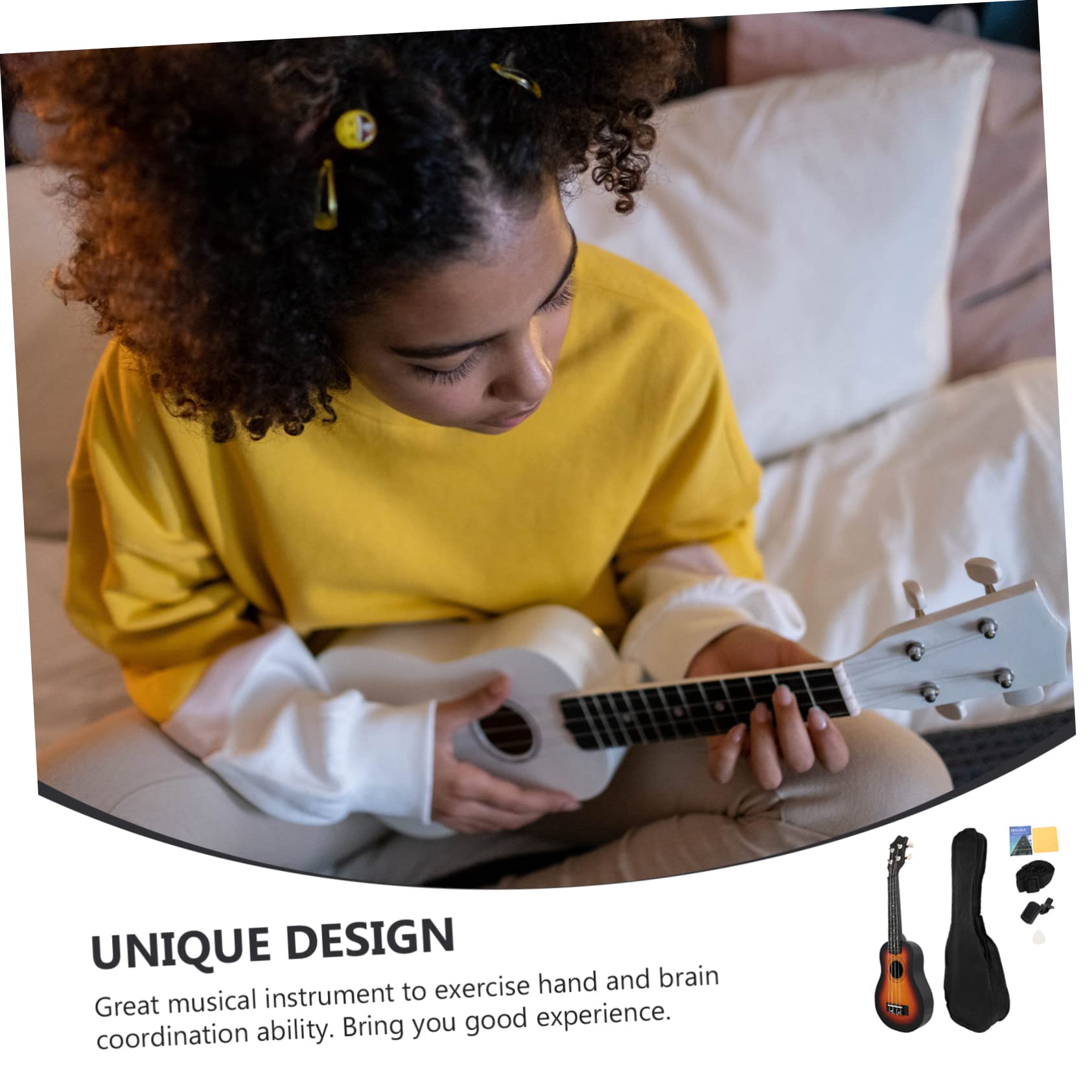Corde Ukulele Piccolo Strumento Musicale Acustico per Ragazzo Ragazza e Adulti Principianti Design Creativo e Unica Realizzazione Sicura Delicata senza Danni alle Mani Suono