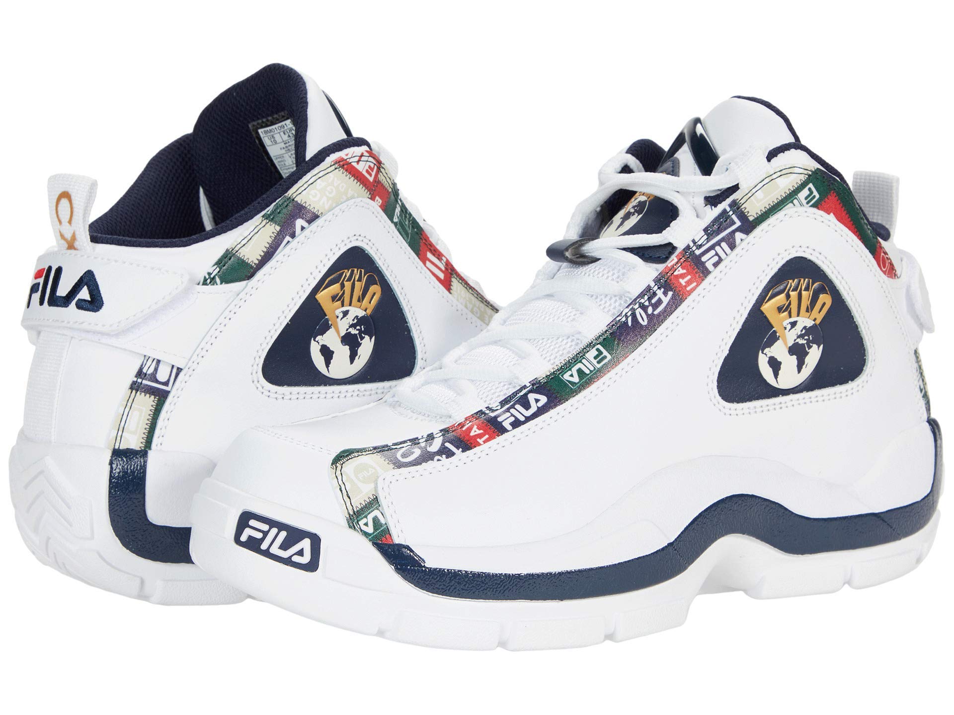 Fila Mens Grant Hill Patchwork Basketball Shoes White Fila