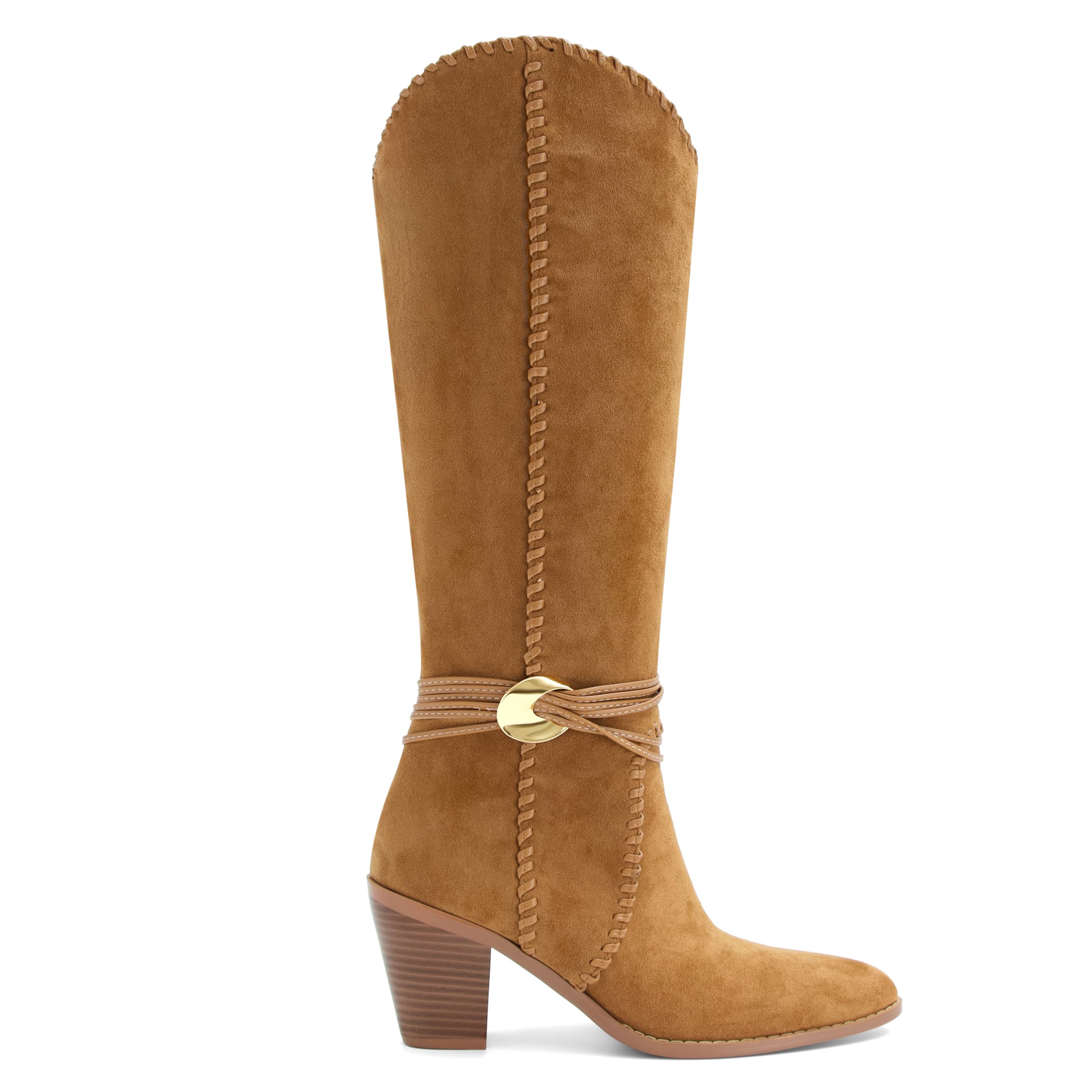 Suede Cowboy Boots for Women Pointed Toe Knee High Cowgirl Boots Chunky Heel Western Boot Dressy Fall Pull