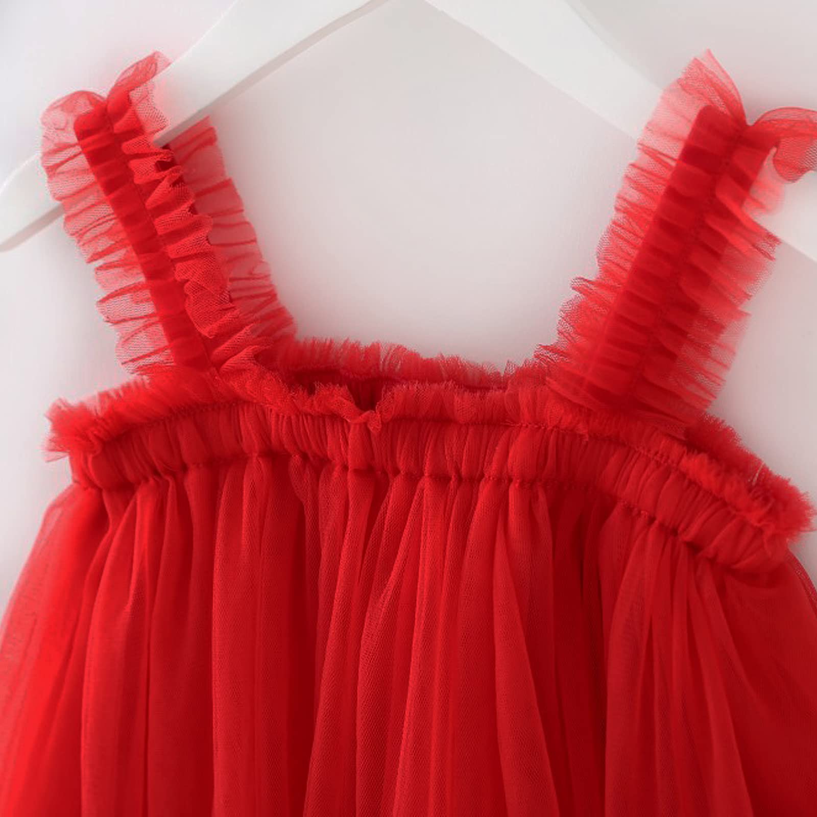 Tutu Dresses for Girls Toddler Baby Sleeveless Sling Tulle A-Line Skirt Wedding Princess Party Dress Beach Holiday Sundress Cake Smash First Birthday Outfit Wine Red-1PC 2-3 Years