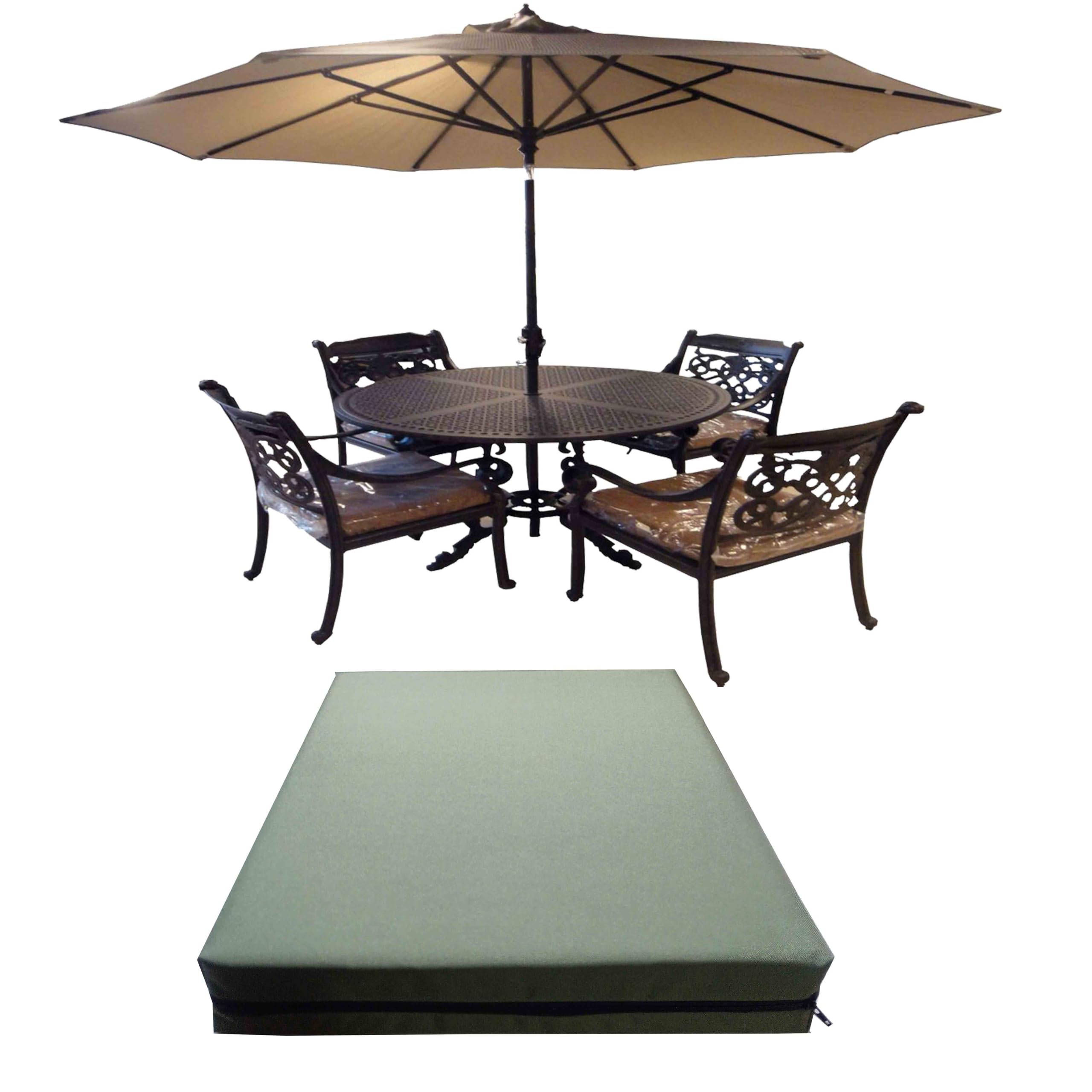 GRIZZLY FOAM 10cm 4" Thick Waterproof Garden Seat Cushions Indoor Outdoor Rattan Furniture Multi Use Removeable Zipped Cover Ask Any Customize Size (Olive Green, 25x25x4inch 64x64x10cm)