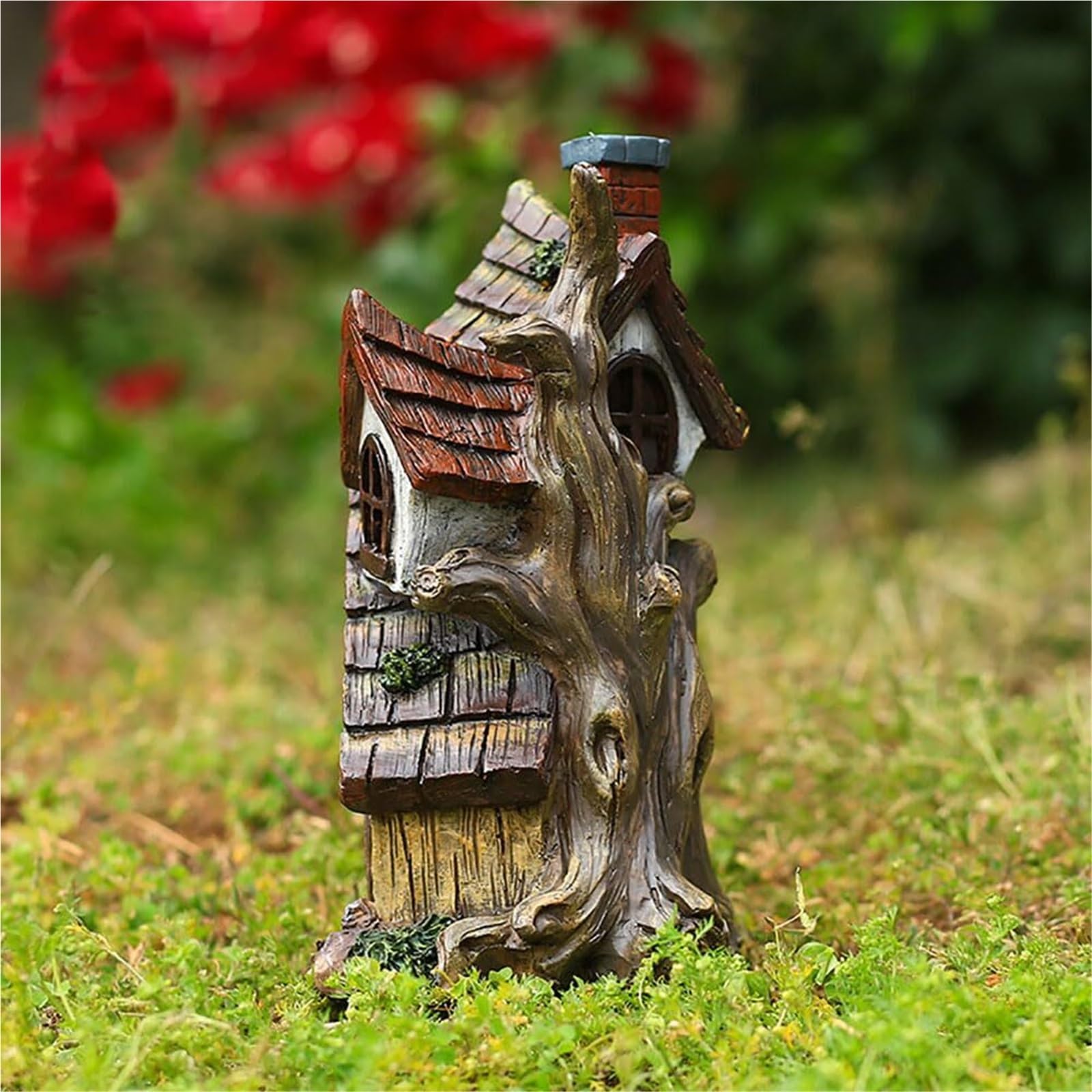 Arredo da giardino Statua del giardino incantato delle fate, scultura della casa sull'albero da all'aperto Arredo da esterno
