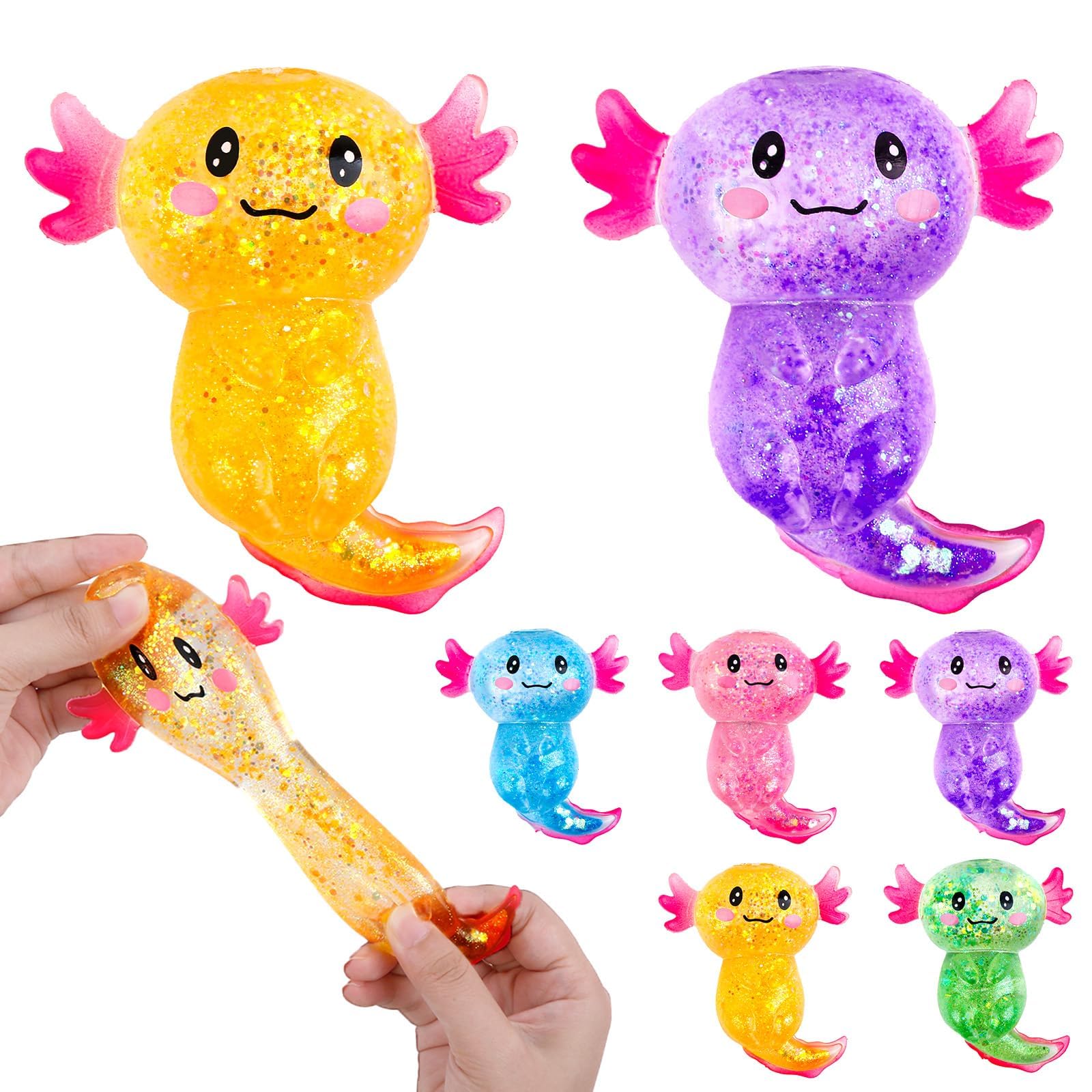 2PCS Axolotl Squishy, Squishy for Axolotl Soft Squeeze Toys for Stress Relief Color Premium Material Improving Focus Ball for Classrooms Fun Gift for Kids Boys Girls Party Birthday Fidget Toys Gift