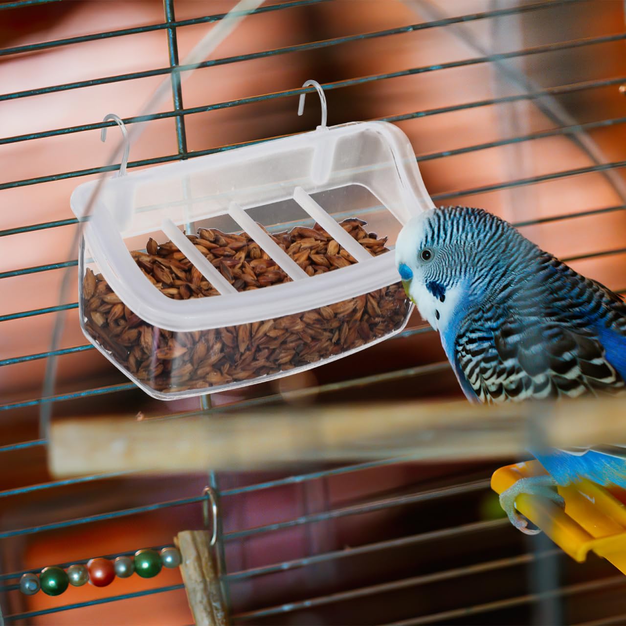 POPETPOP Bols à suspendre pour cage à oiseaux - Mangeoire à suspendre pour oiseaux - Bol d'alimentation en plastique - Distributeur d'eau - Bol de nourriture pour oiseaux - Accessoires de cage pour