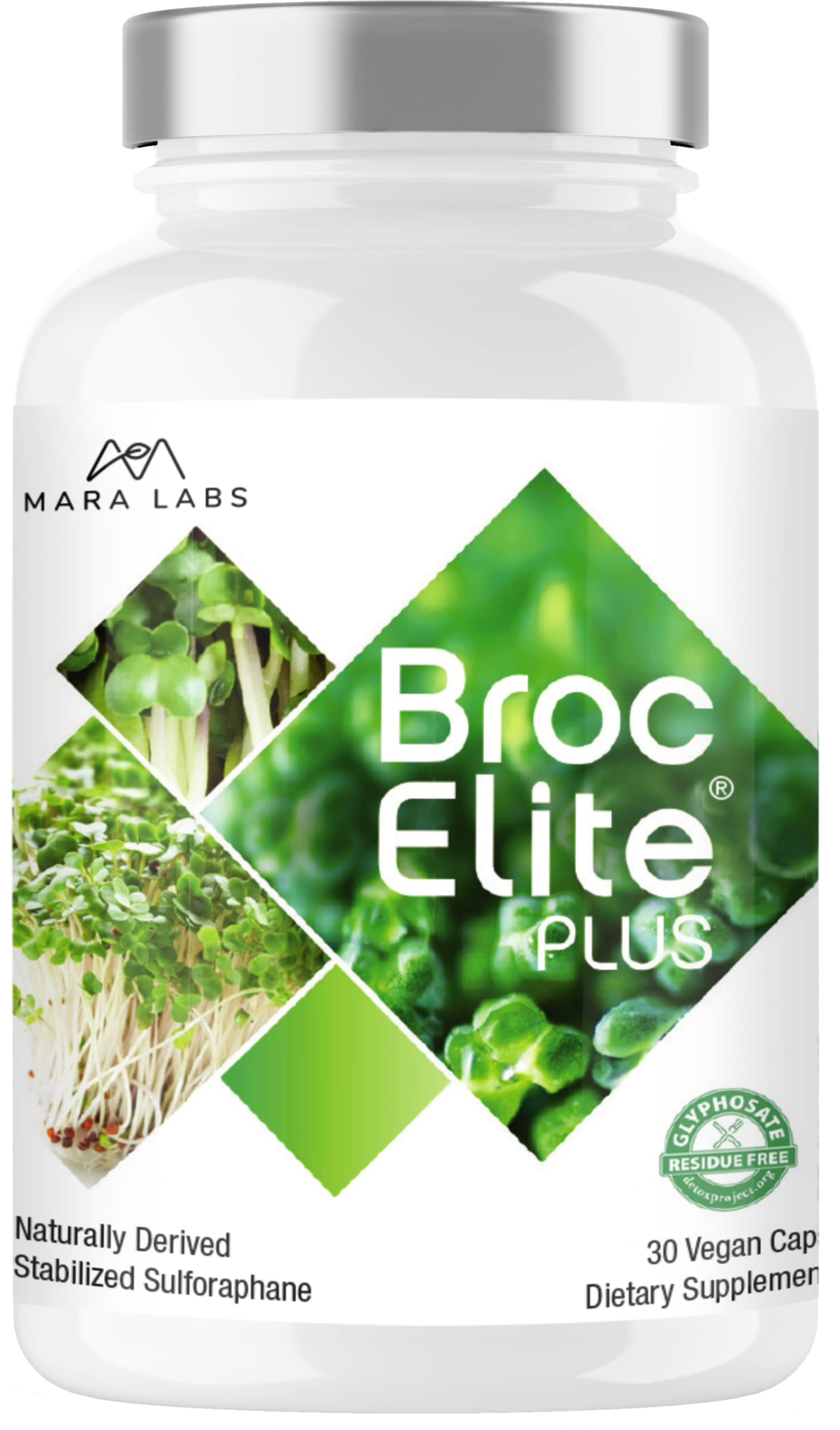 Mara Labs BrocElite Plus | Stabilized Broccoli Sulforaphane Supplement | Glyphosate Residue Free Certified – Third-Party Tested | 30 Vegan Capsules