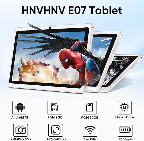 Miniatura 2 de Tablet Android 15 de 7 pulgadas, 9 GB de RAM, 32 GB de ROM de expansión de 1 TB, procesador de cuatro núcleos, cámara dual, WiFi 5G2.4G, Bluetooth,