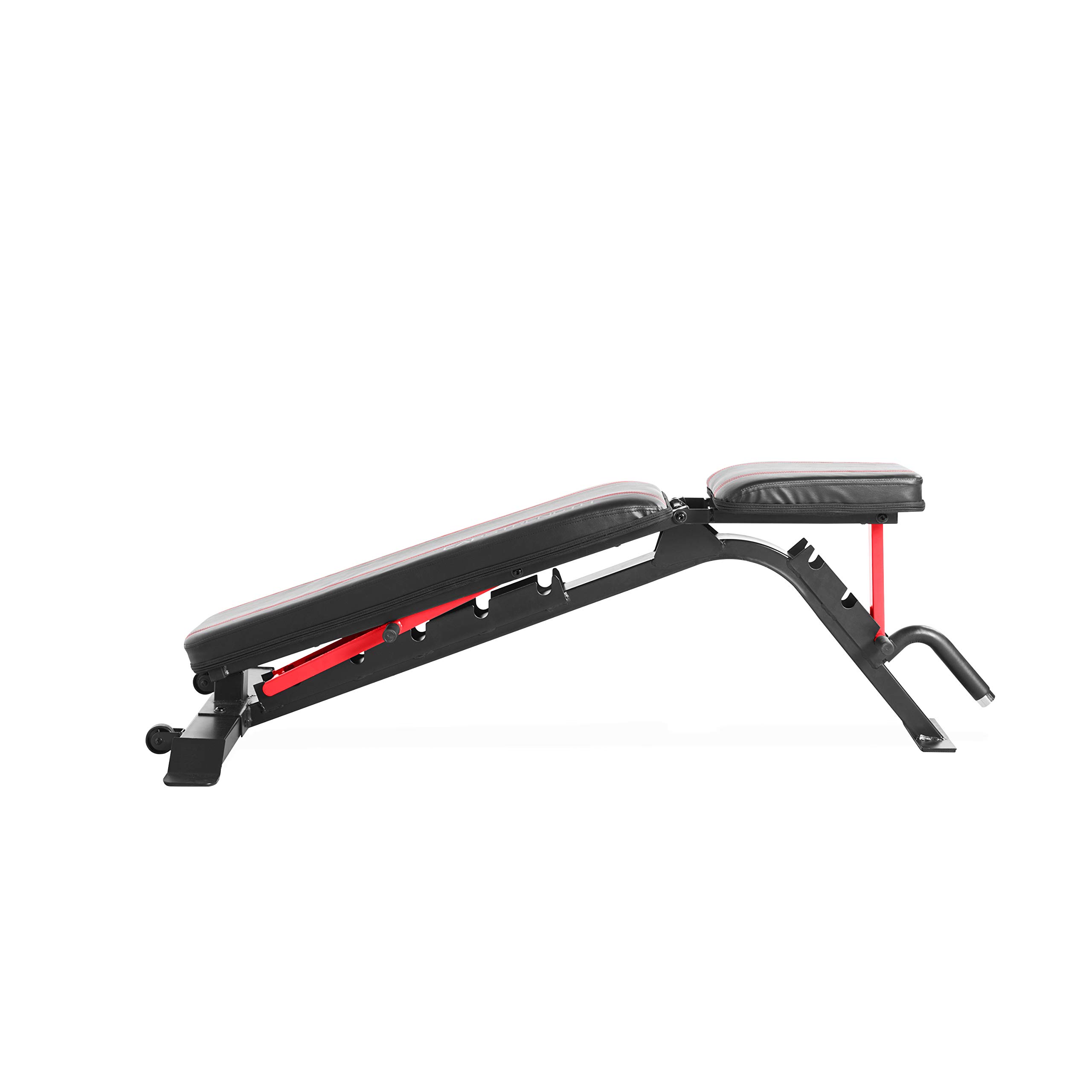 Barbell Strength FID Workout Bench | Flat Incline Decline Positions, Black/Red