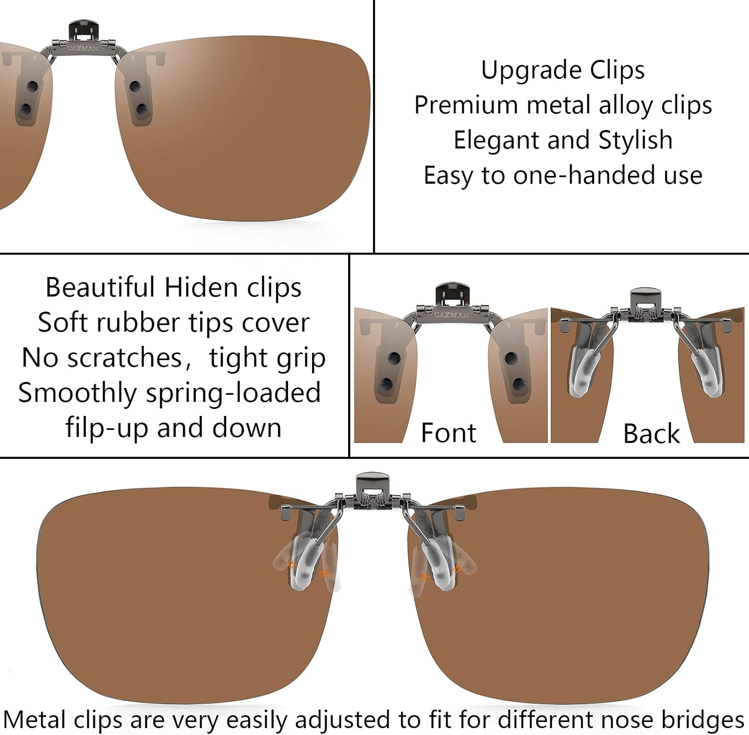 CAXMAN Polarized Clip On Sunglasses Over Prescription Glasses for Men Women UV Protection - Image 3