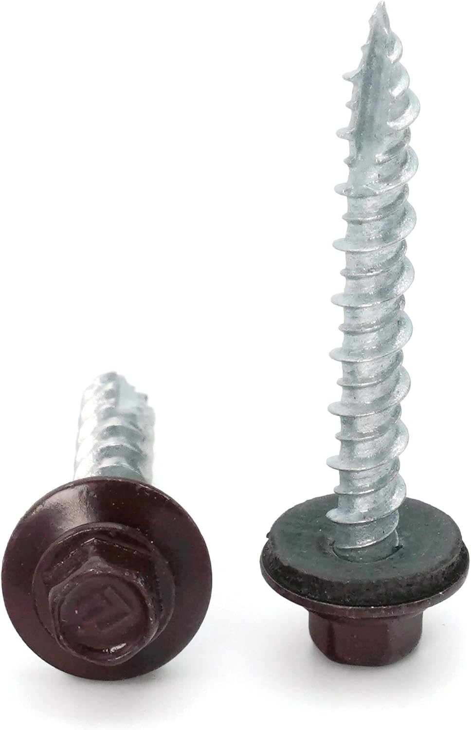 Hex Washer Head Hi-Lo Thread Mechanical Galvanized Roofing Screws Burgundy Finish - #10 x 3" Qty 1000