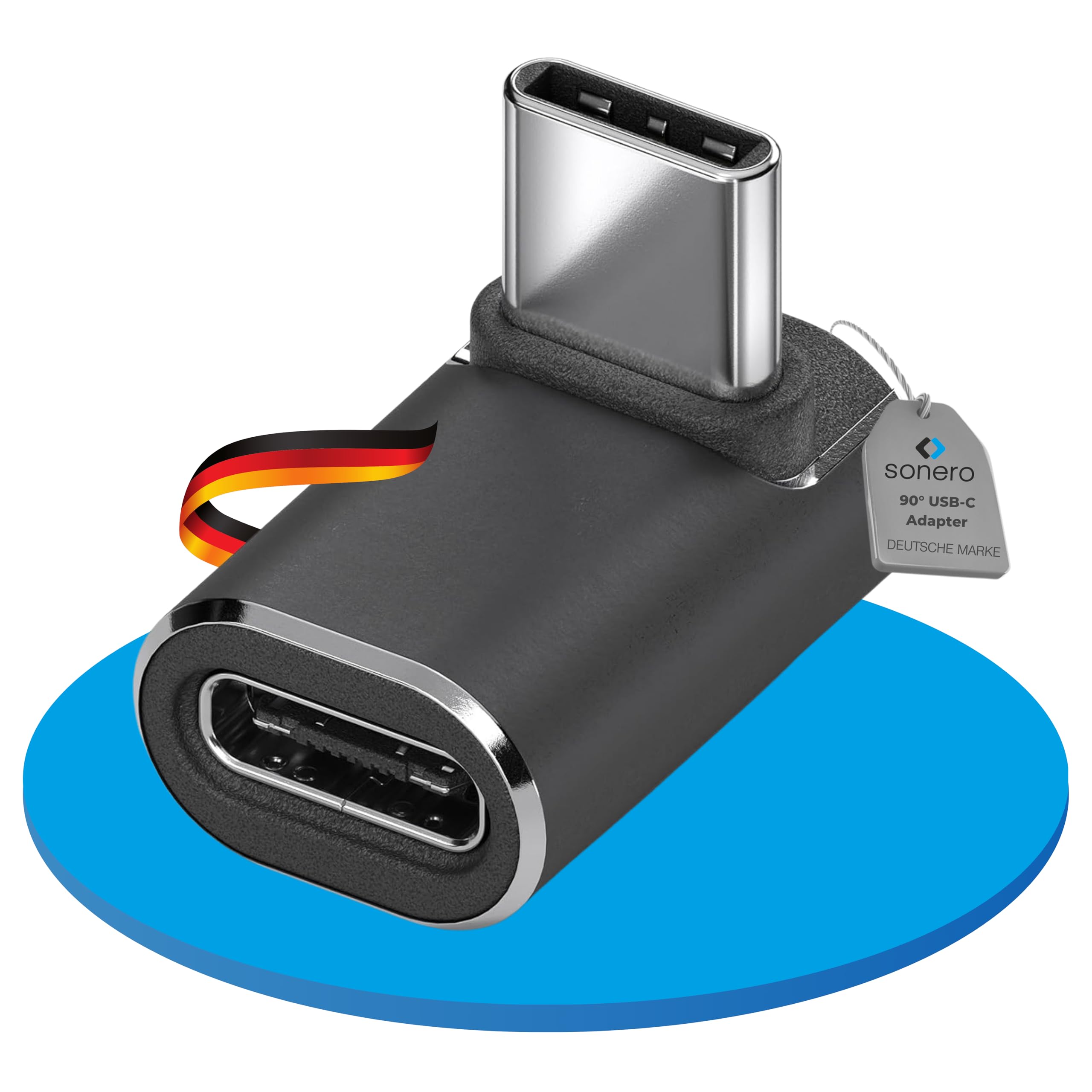 Sonero USB-C maschio a presa USB-C inclinata a 90°, adattatore, 40 Gbps, 240 W, 8K60 Hz, alloggiamento in alluminio, nero