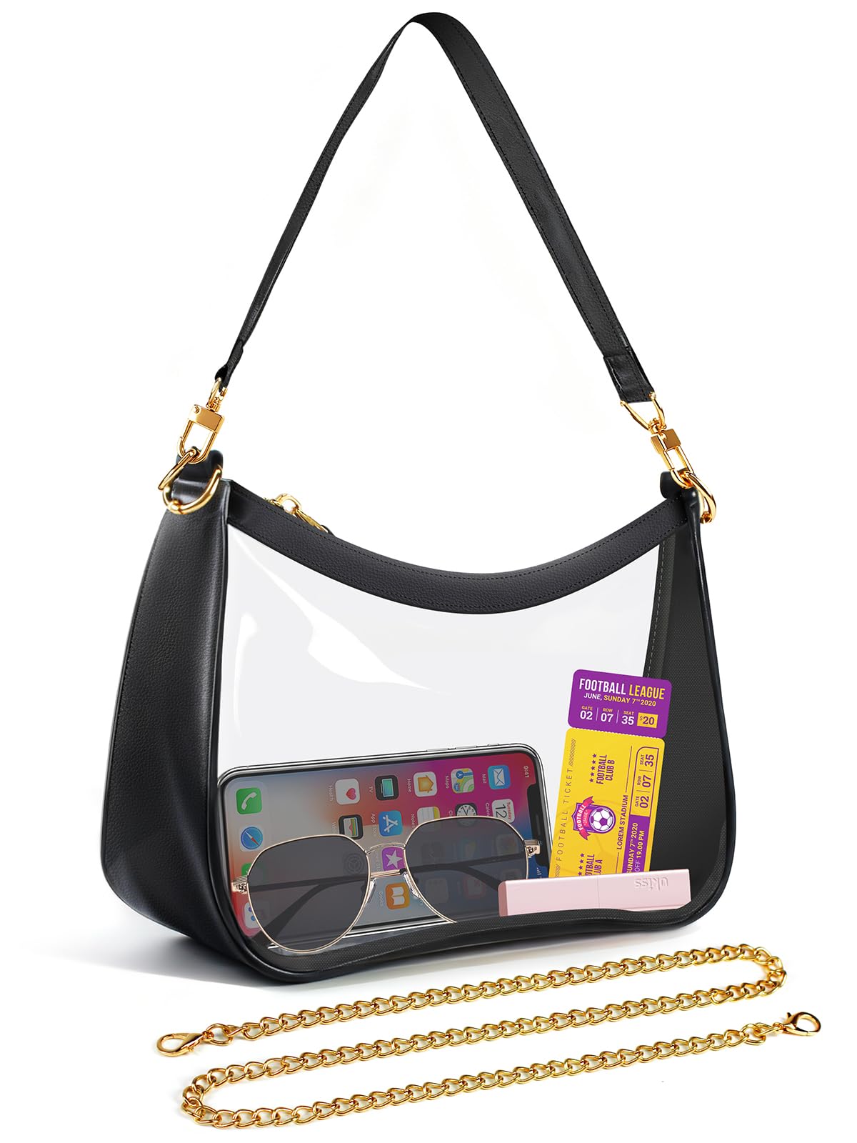 MOETYANG Transparente Tasche für Stadionveranstaltungen, durchsichtige Geldbörsen für Damen, Stadion-Crossbody, karierte Konzerttasche, Schulterhandtasche