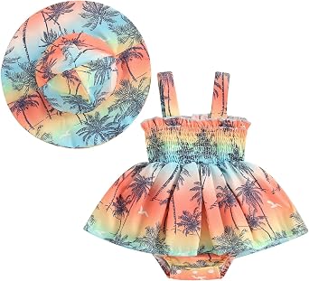 Mubineo Baby Girl Summer Clothes Floral Romper Dress Infant Sleeveless Rompers Skirt One Piece Boho Sun Dress Outfits