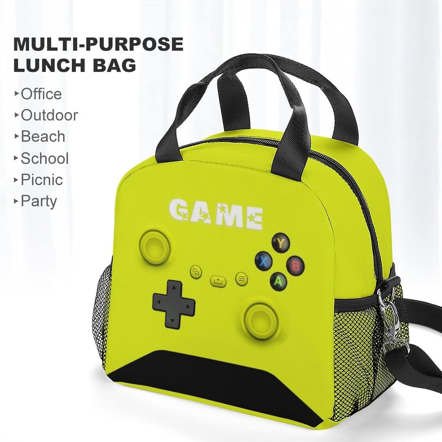Game Lunch Bag for Boys Girls Gamer, Insulated Video Game Lunch Box for School Work Office Travel Picnic Hiking Beach, Waterproof Leakproof Portable Fits Most Bento Boxes - Image 5