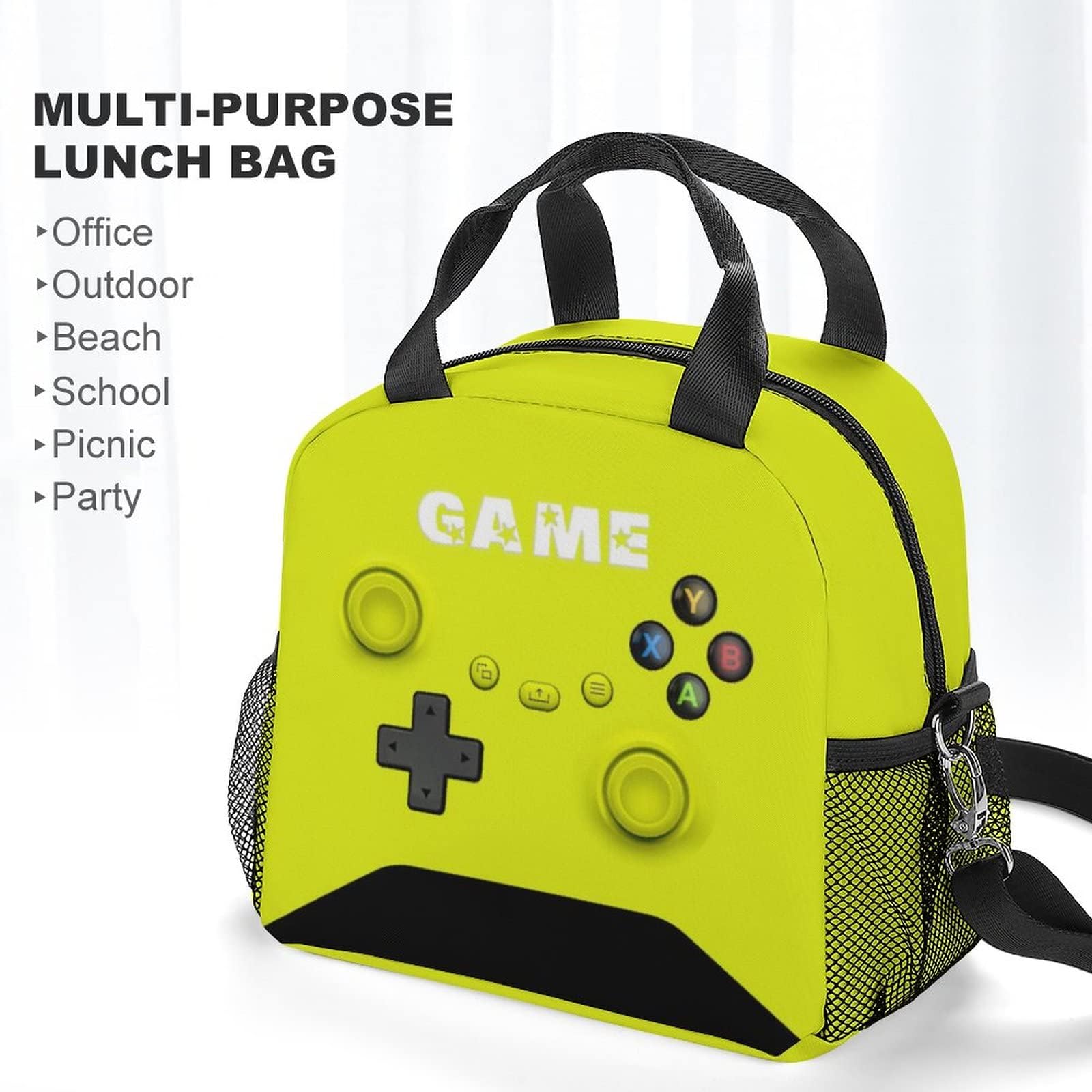 Bolsa de almuerzo de juego para niños y niñas, almuerzo de videojuegos aislada para entrenamiento, viajes, caja reutilizable, caja térmica para comida