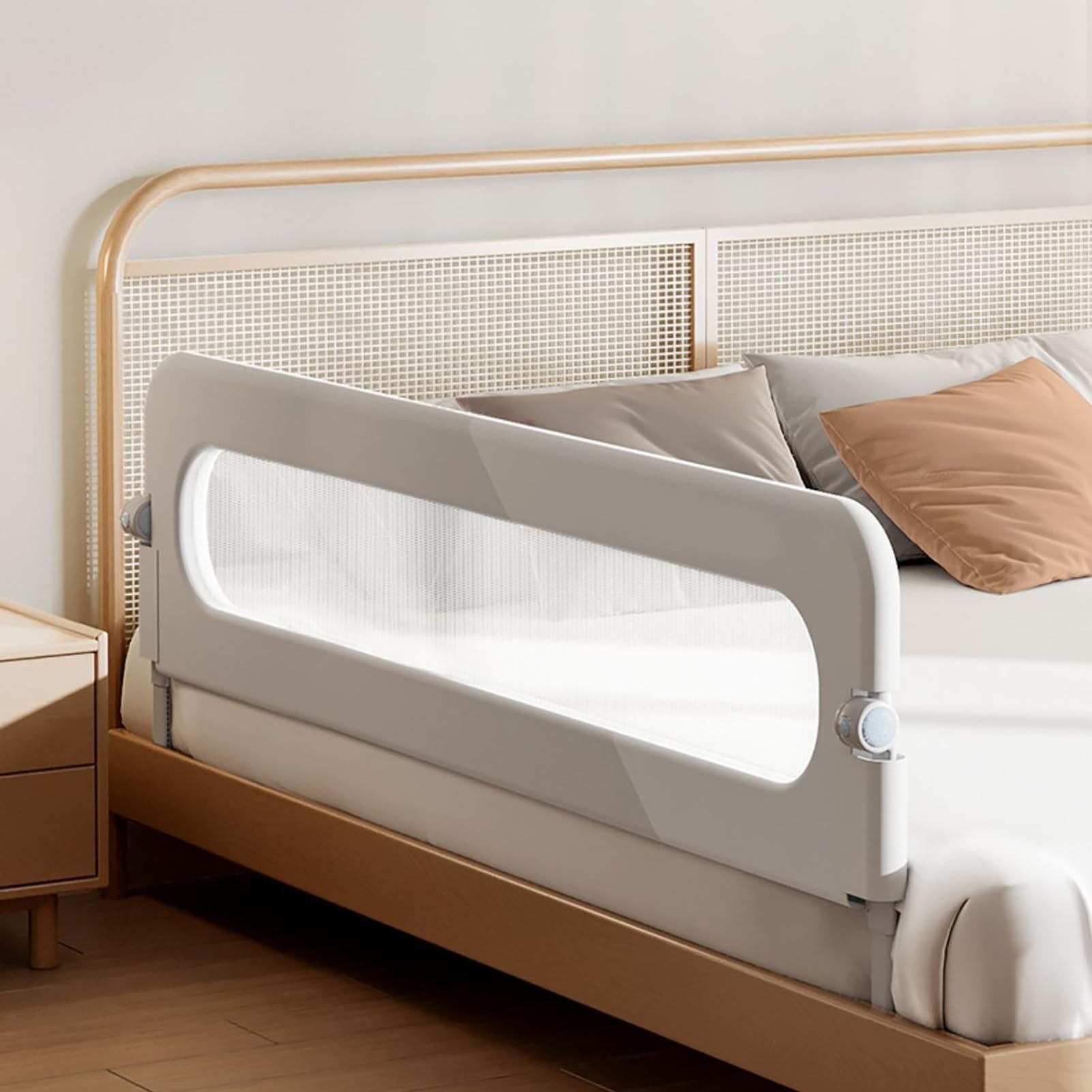 Riel para Cama de bebé, Protector de Cama Infantil Plegable de un Lado de 71 Pulgadas con Estructura Resistente para Viajes a Casa